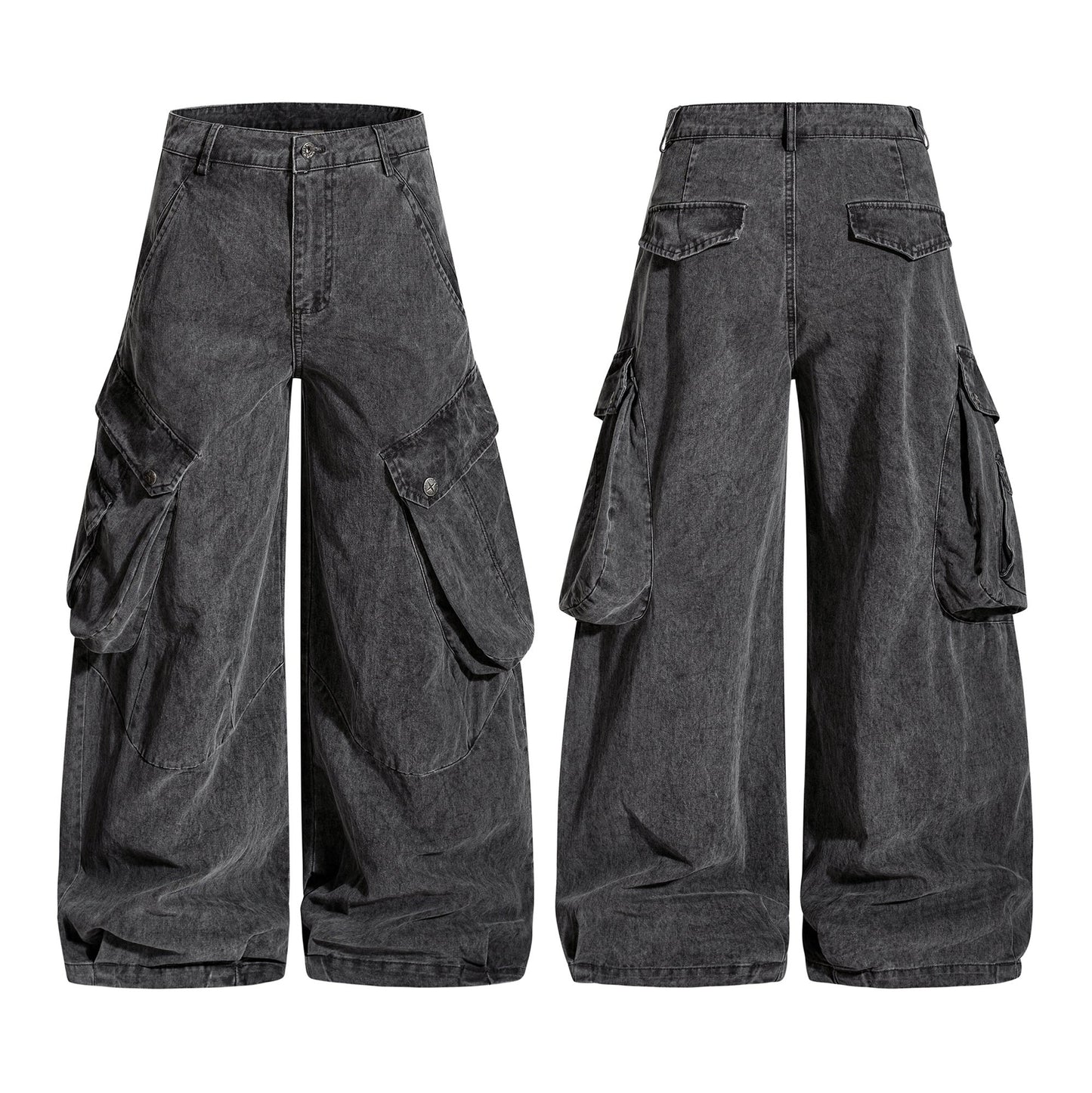 CapCabin Washed Wide-Leg Cargo Pants