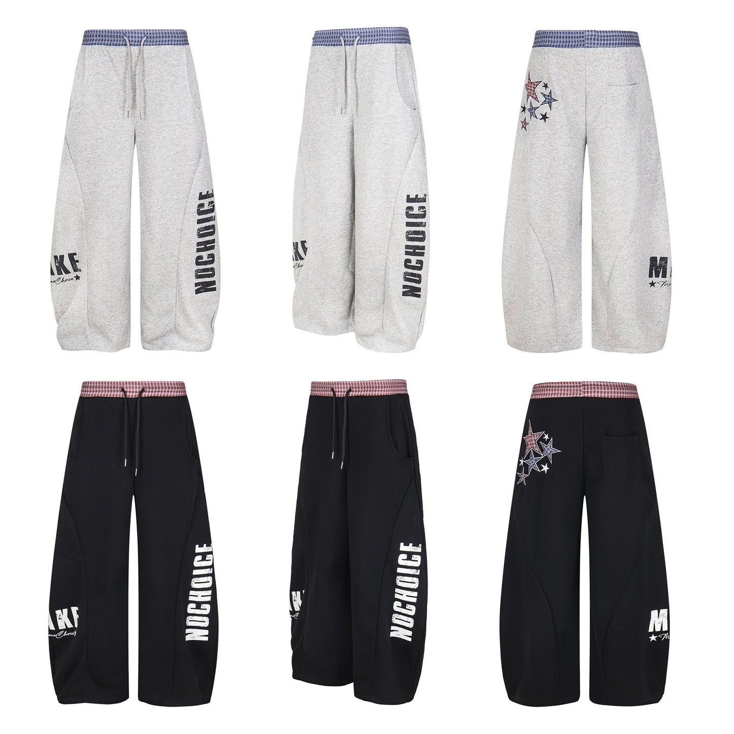 CapCabin Double-Waist Checkered Print Track Pants