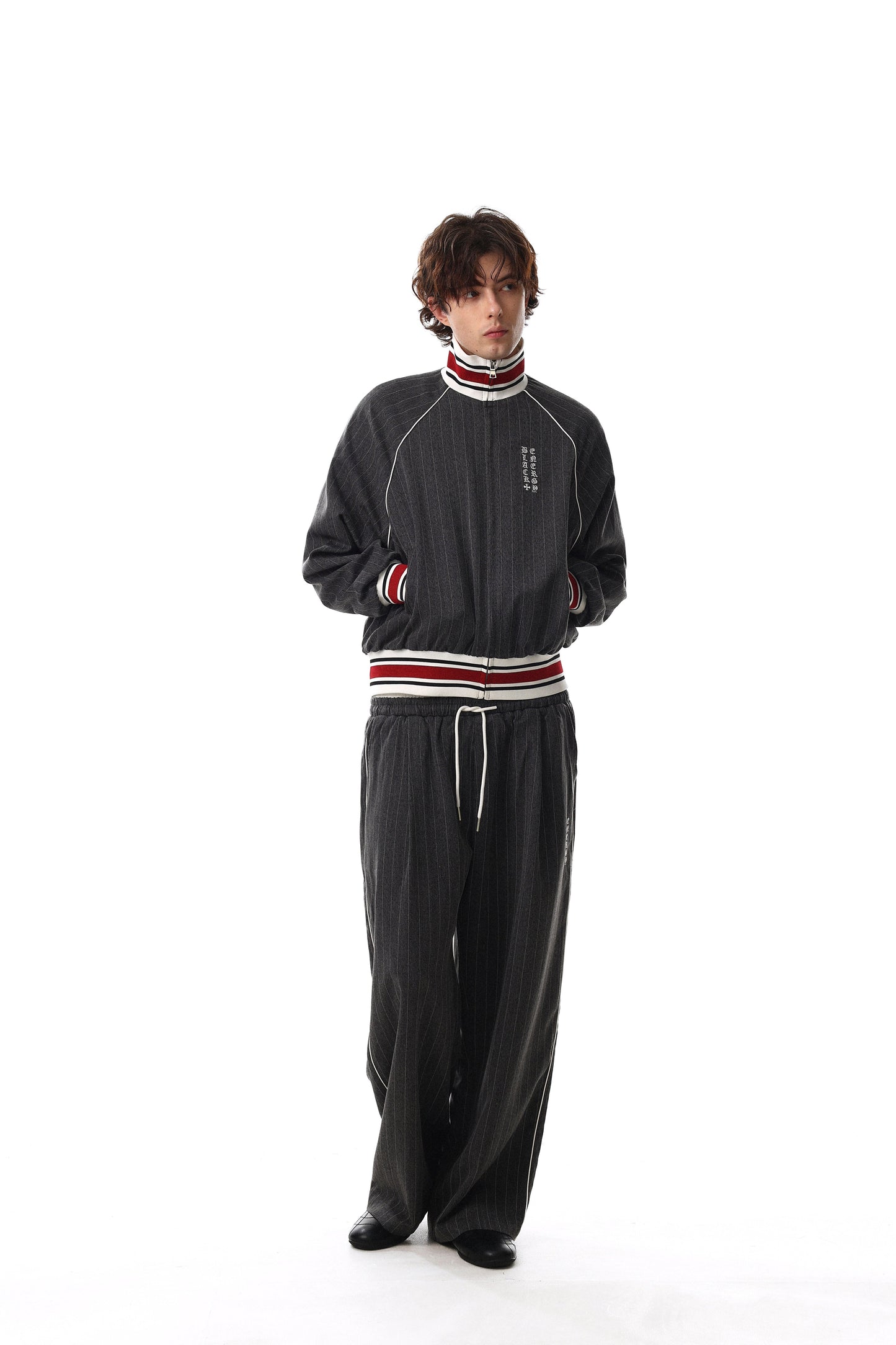 CapCabin Pinstripe Wide-Leg Track Pants