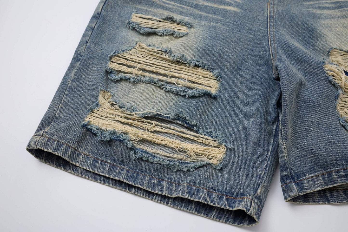 CapCabin Distressed Layered Waist Denim Shorts
