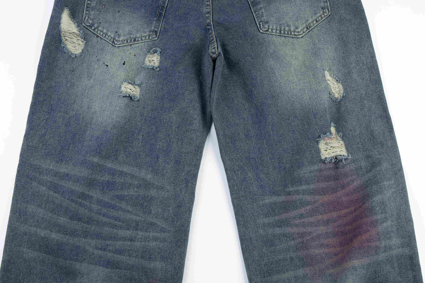 CapCabin Distressed Washed Wide-Leg Jeans