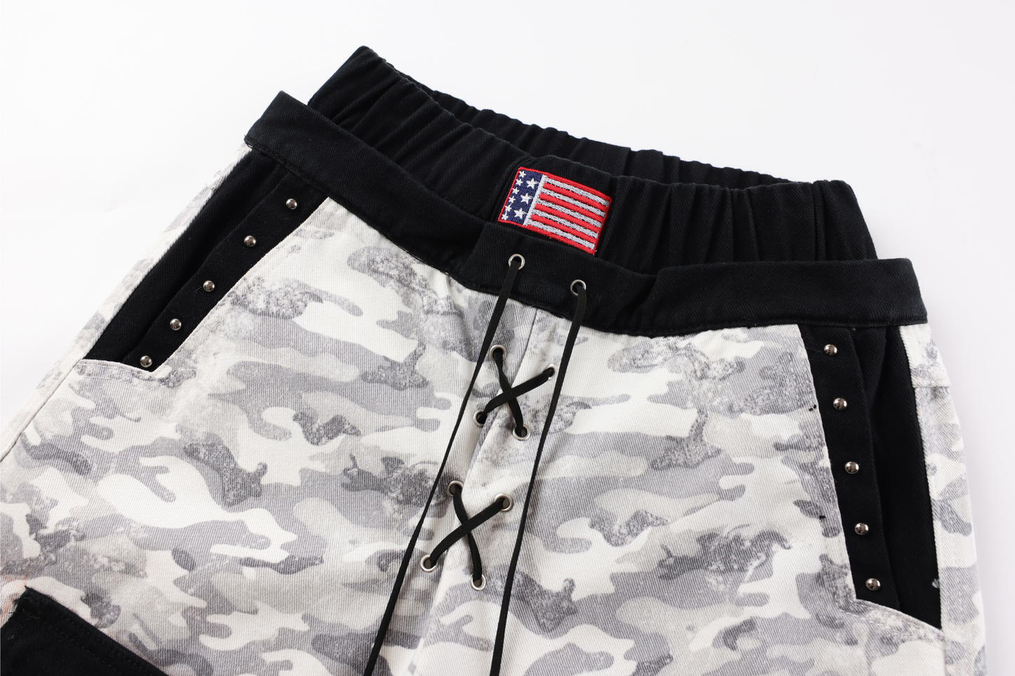 CapCabin Camo Patchwork Cargo Curved Pants