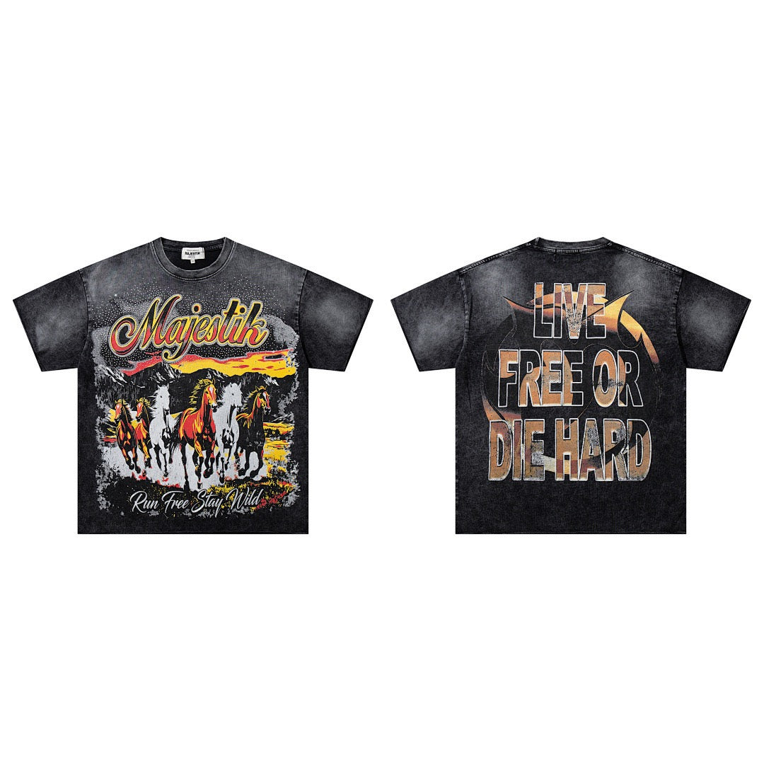 MAJESTIK Live Free Vintage Graphic T-Shirt