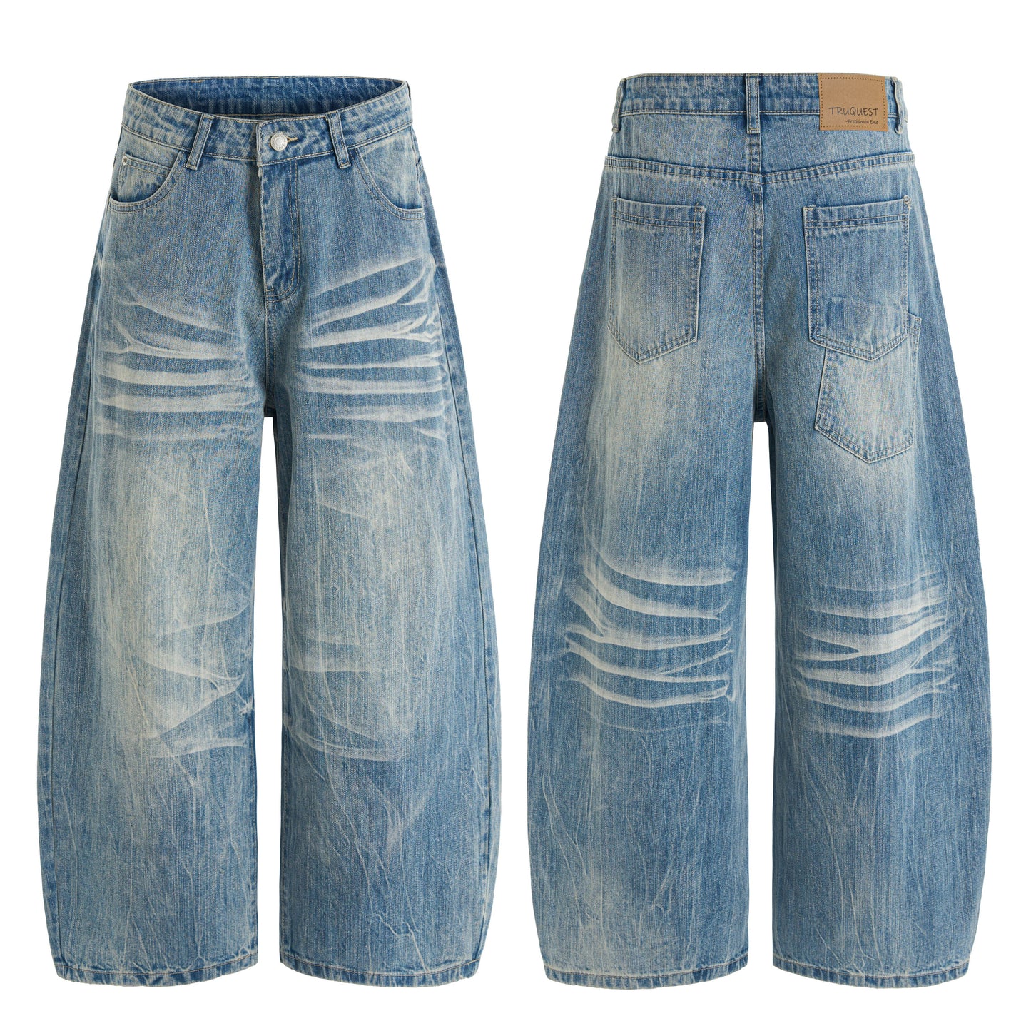 CapCabin Heavy Washed Wide-Leg Denim Jeans