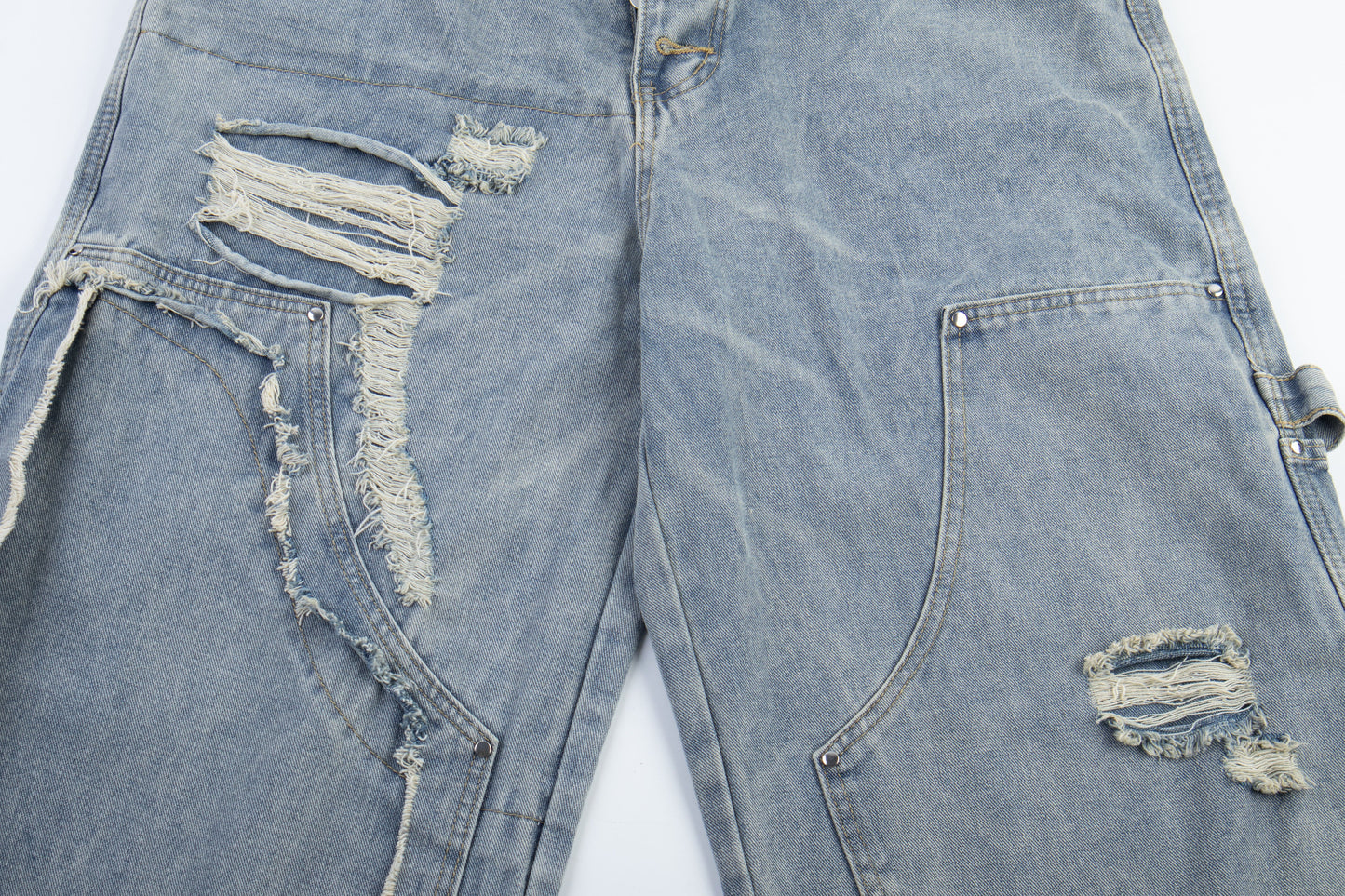 CapCabin Distressed Panel Denim Pants