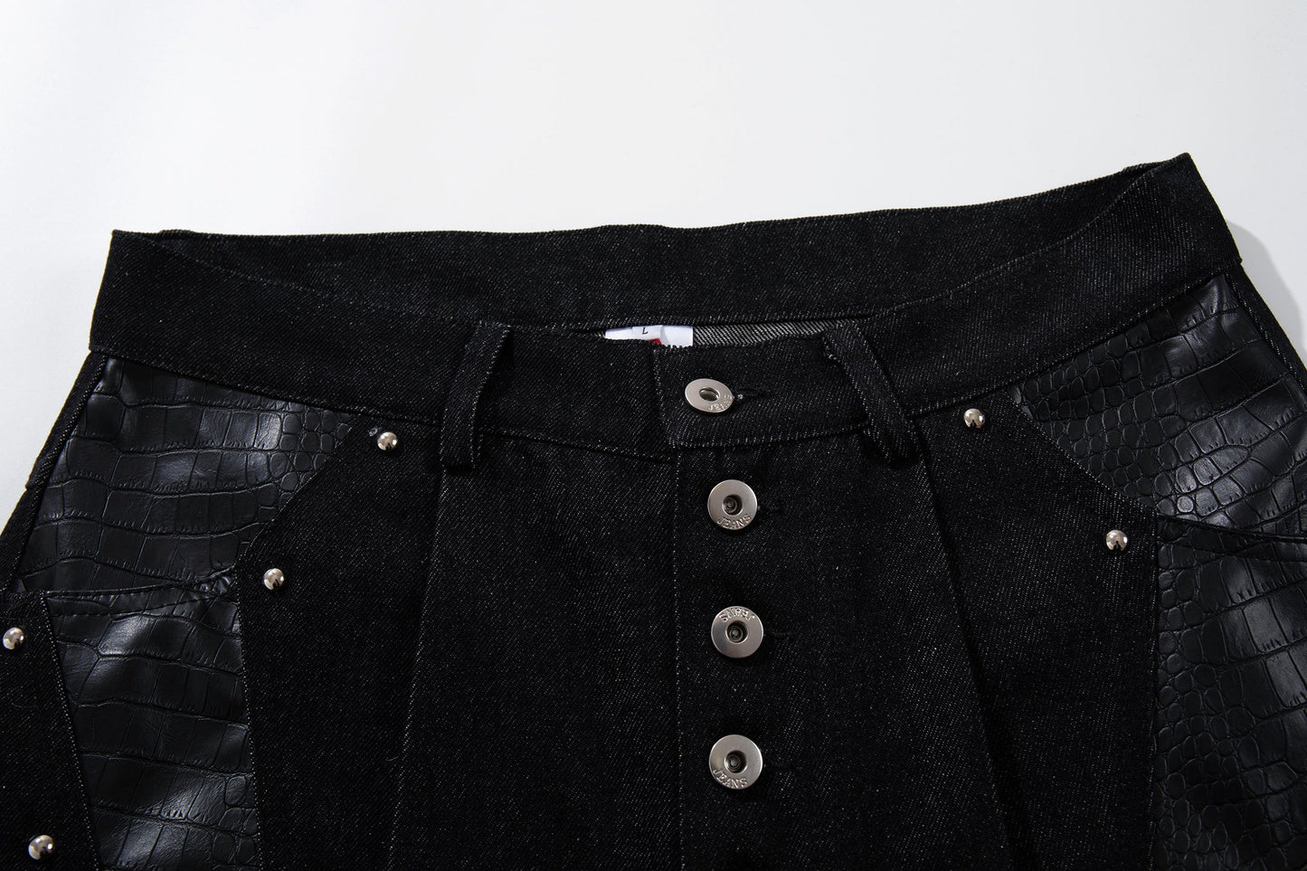CapCabin Panel-Detail Wide Leg Denim Pants