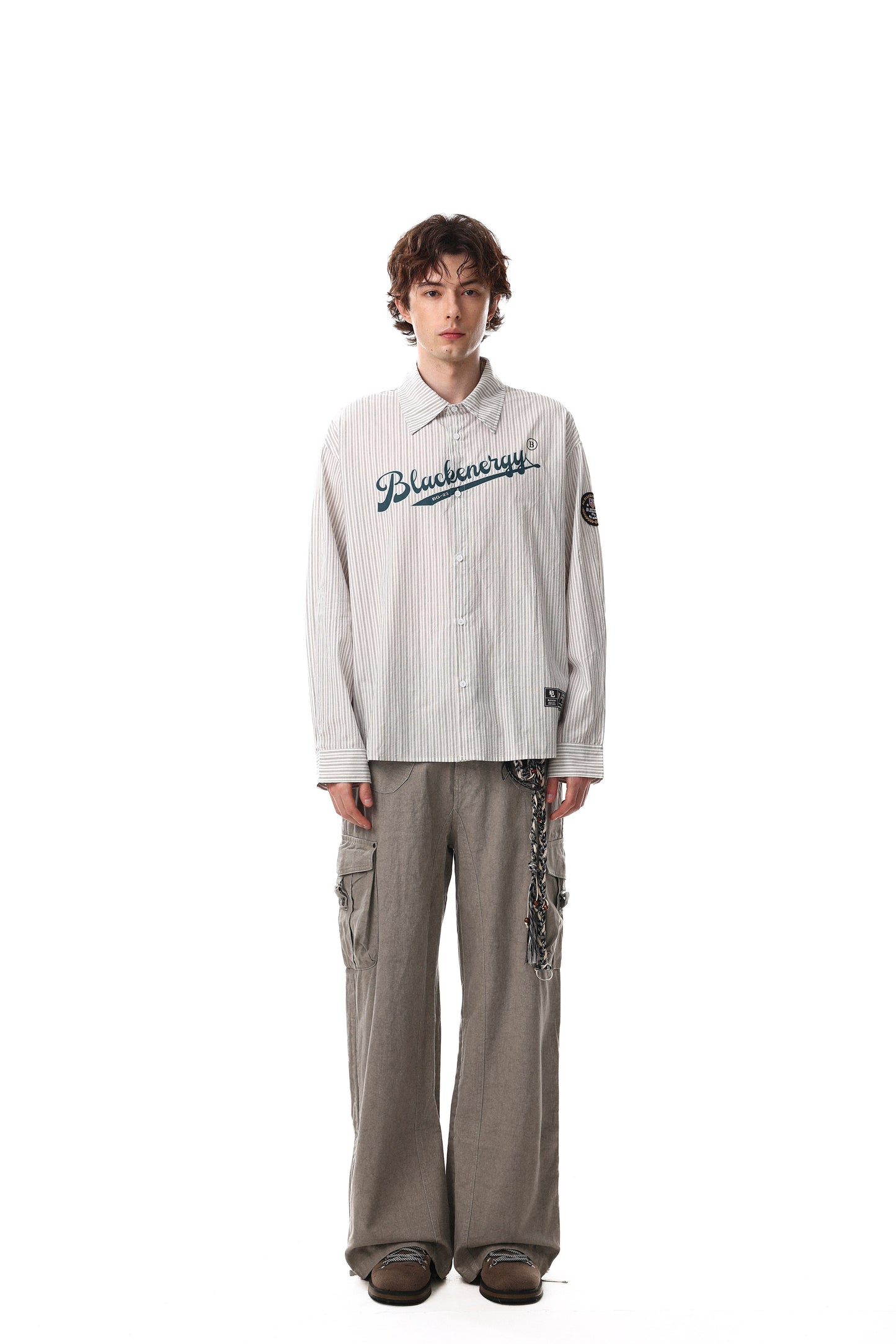 CapCabin Striped Logo Button-Up Shirt