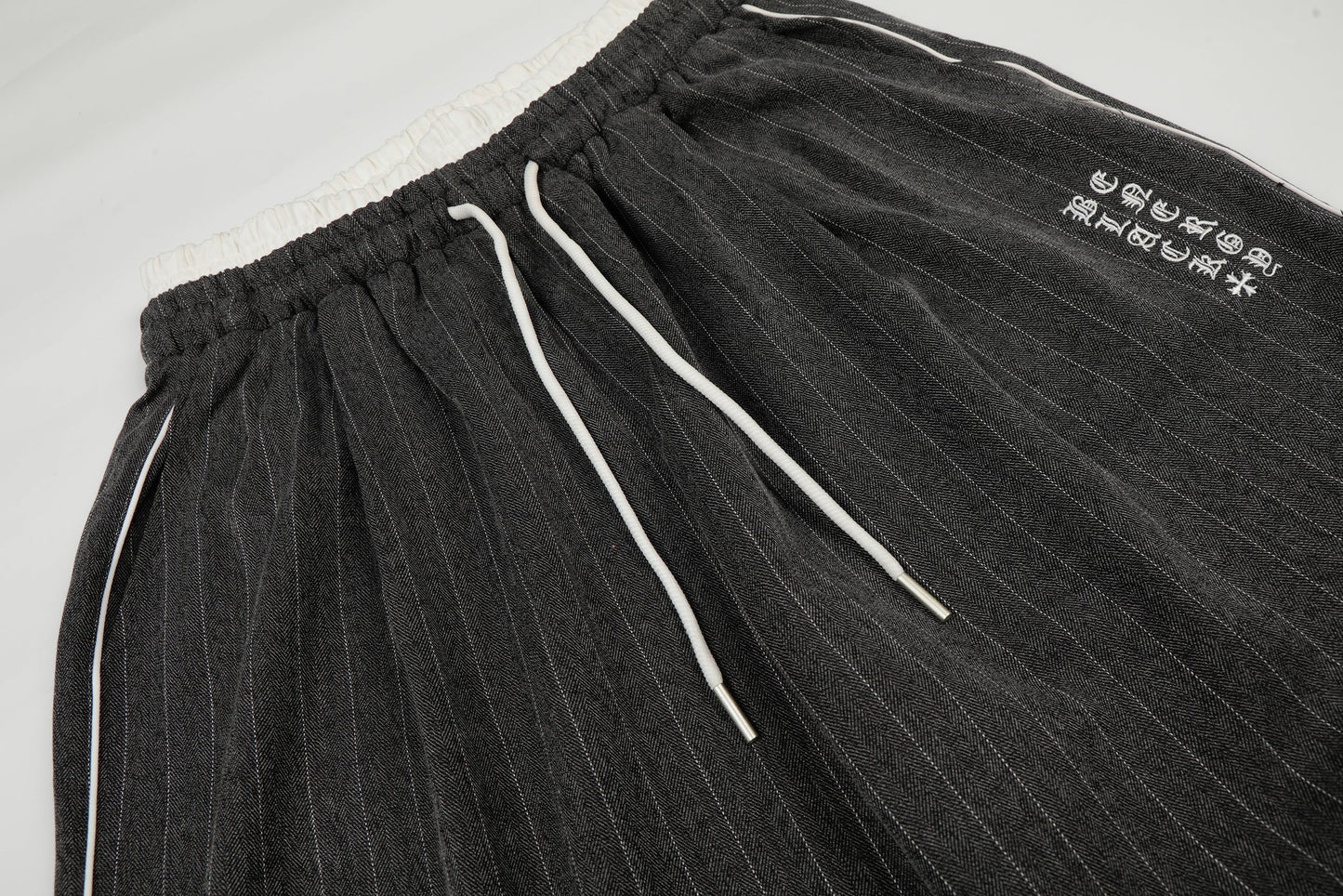 CapCabin Pinstripe Wide-Leg Track Pants