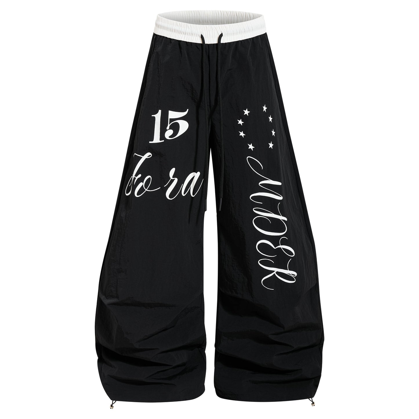 CapCabin Retro Script Wide-Leg Track Pants