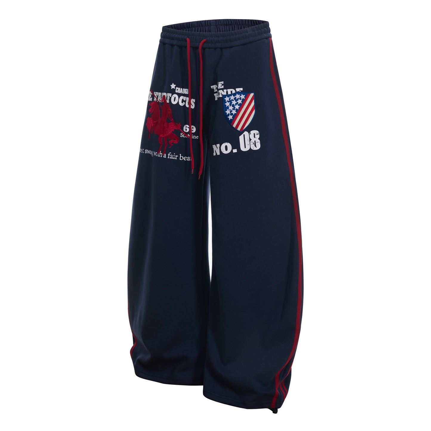 CapCabin Retro College Badge Wide-Leg Sweatpants