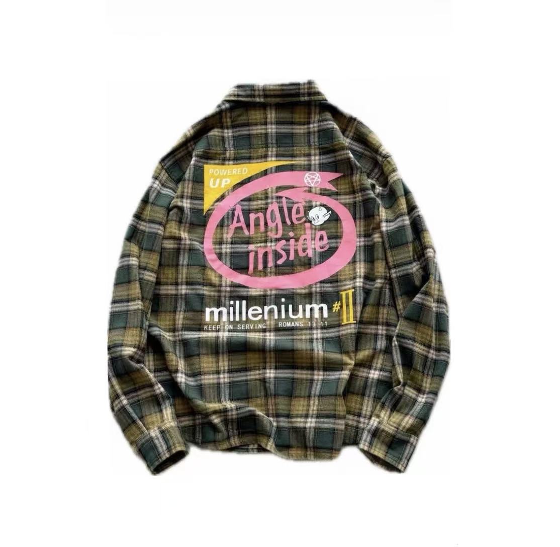 Vintage Plaid Graphic Long Sleeve Shirt
