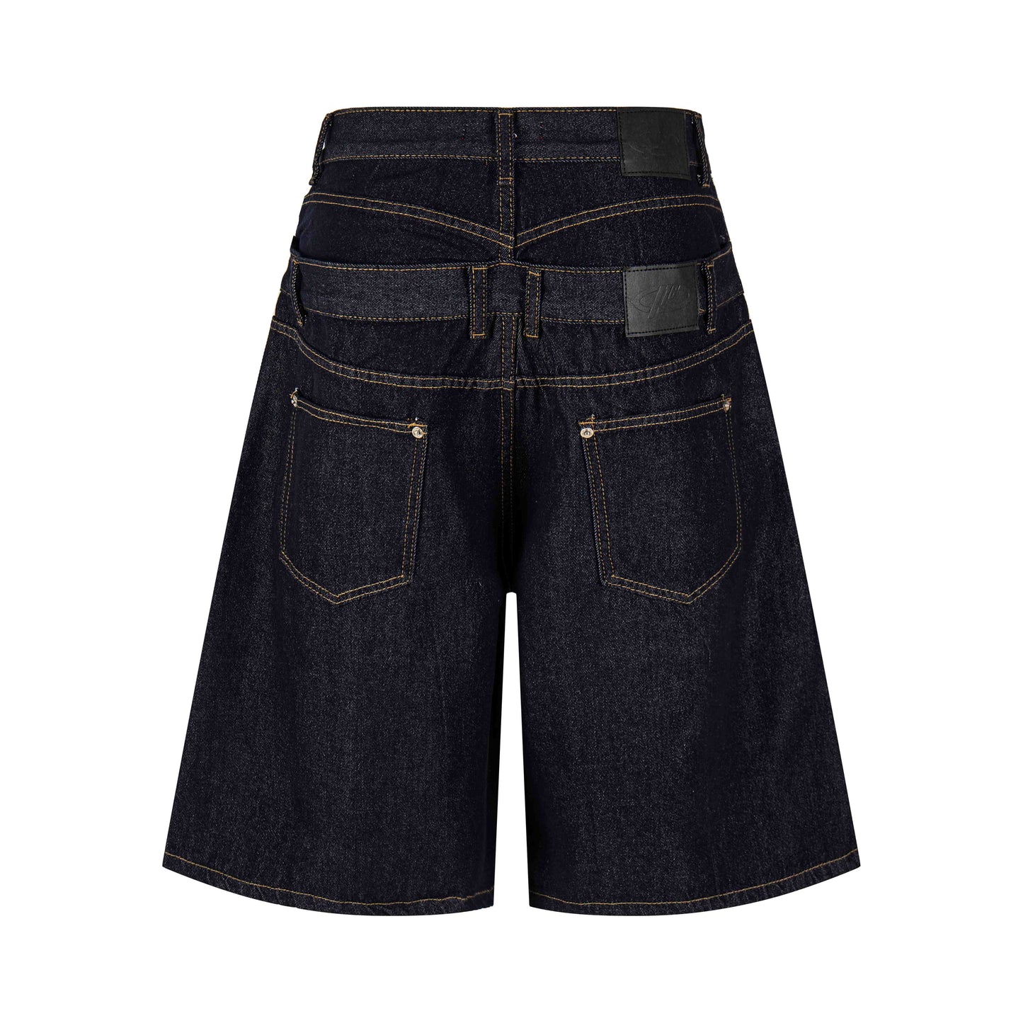 CapCabin “Double Waist Panel Denim Shorts”