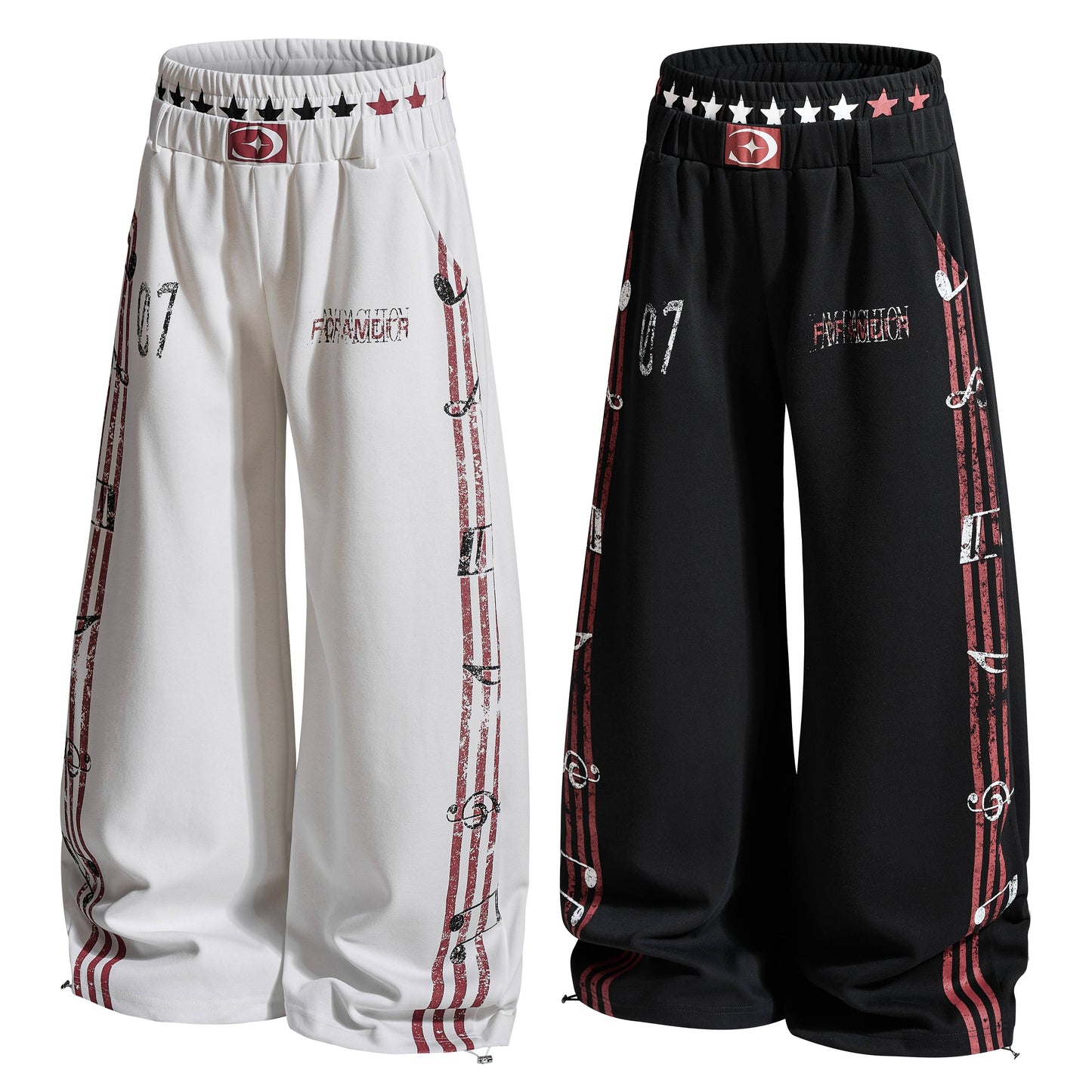 CapCabin Vintage Stripe Graphic Wide-Leg Pants