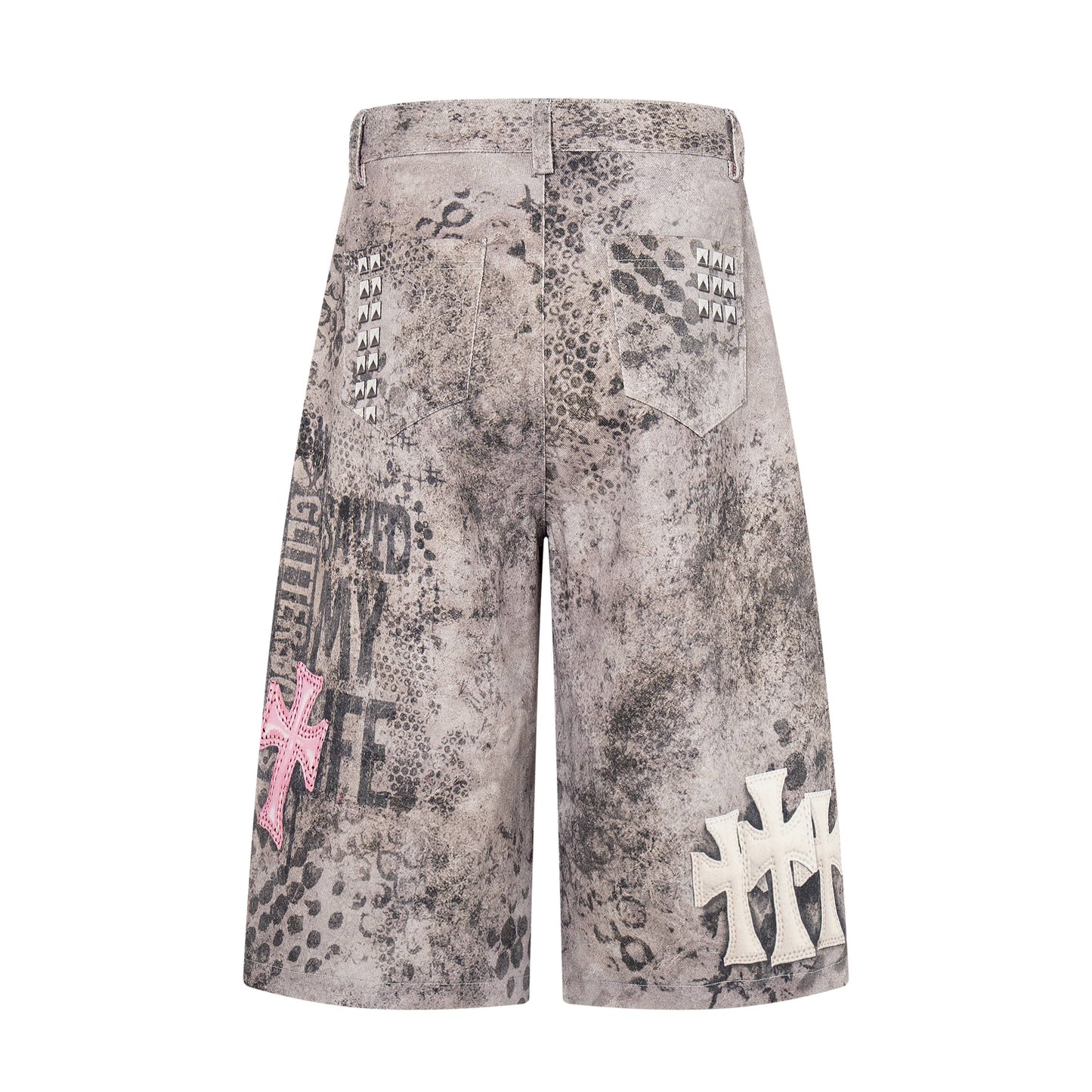 CapCabin “Grunge Cross Washed Denim Shorts”