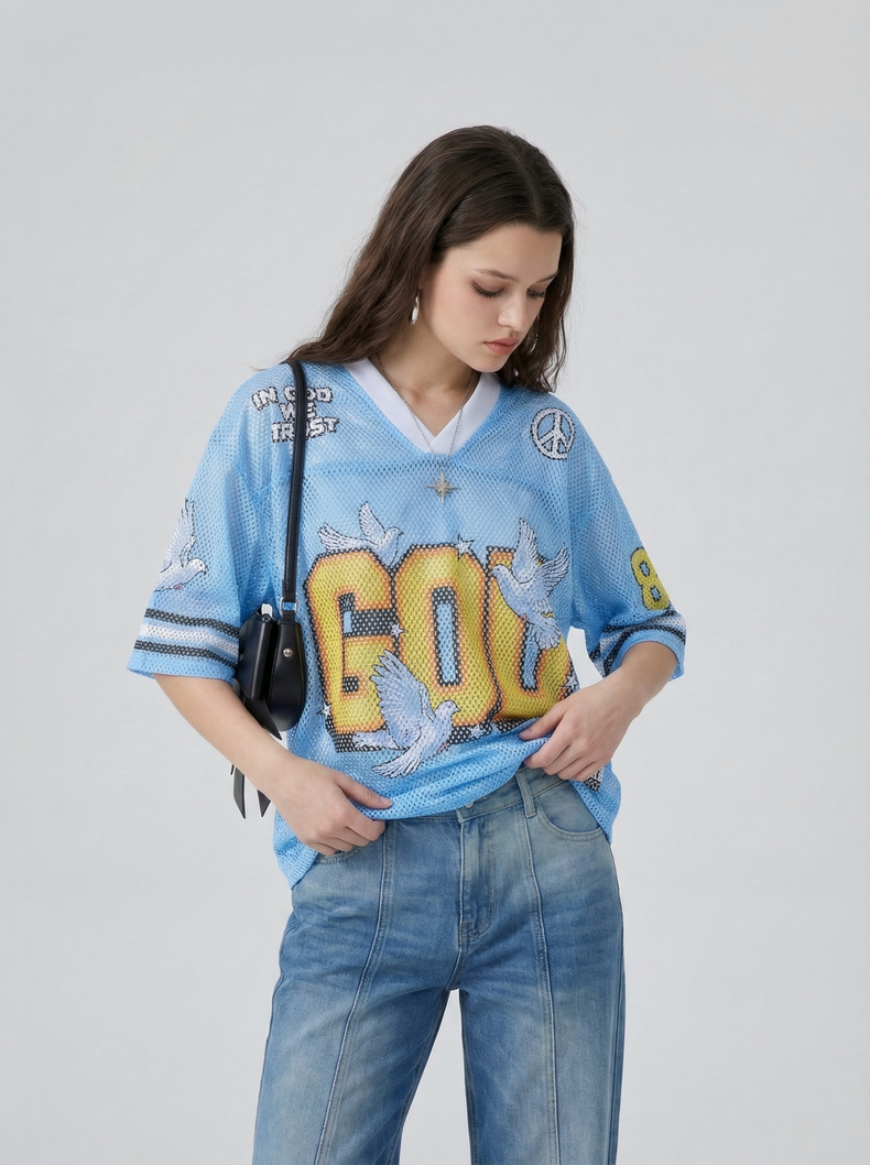 CapCabin “God We Trust” Mesh Jersey T-Shirt