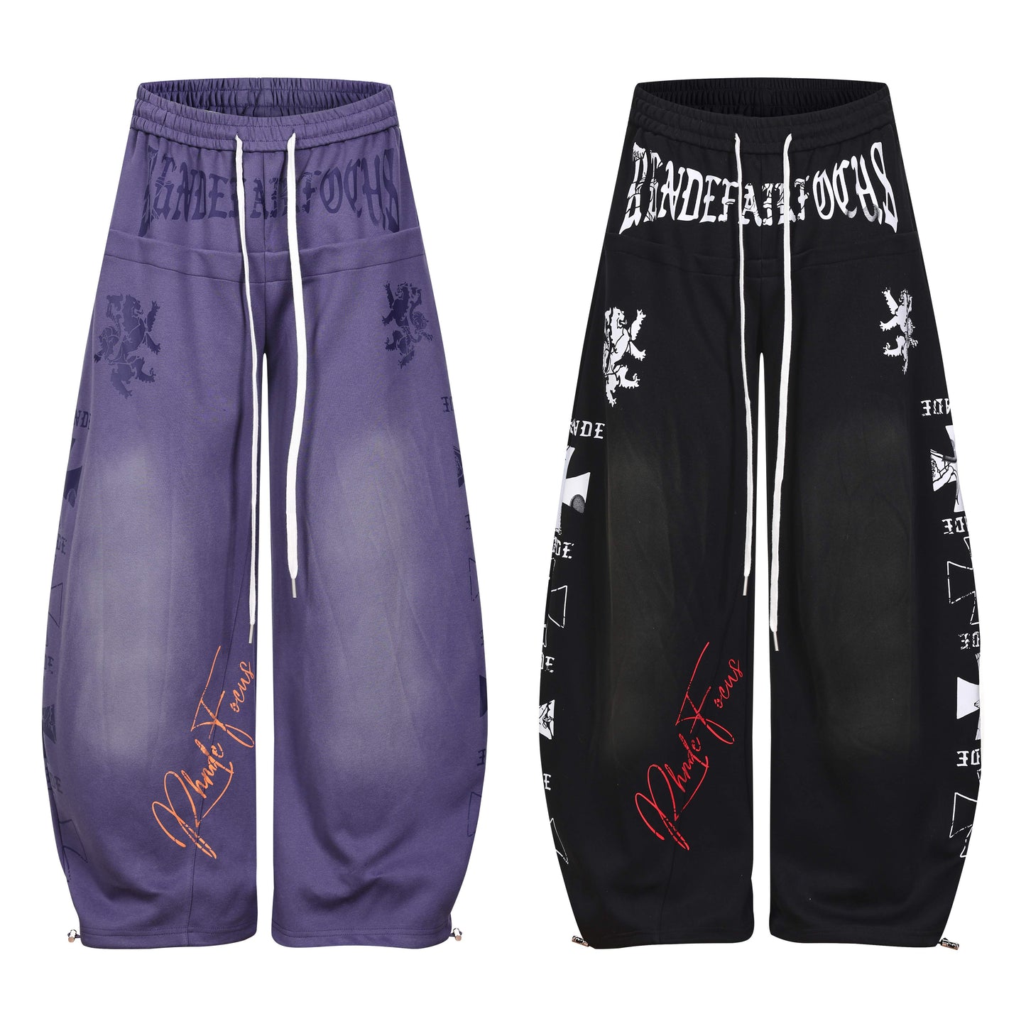 CapCabin Gothic Script Wide-Leg Pants