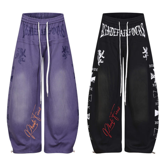 CapCabin Gothic Script Wide-Leg Pants