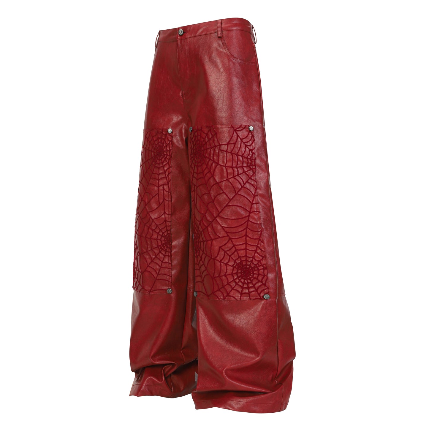 CapCabin Web Embossed PU Wide-Leg Pants