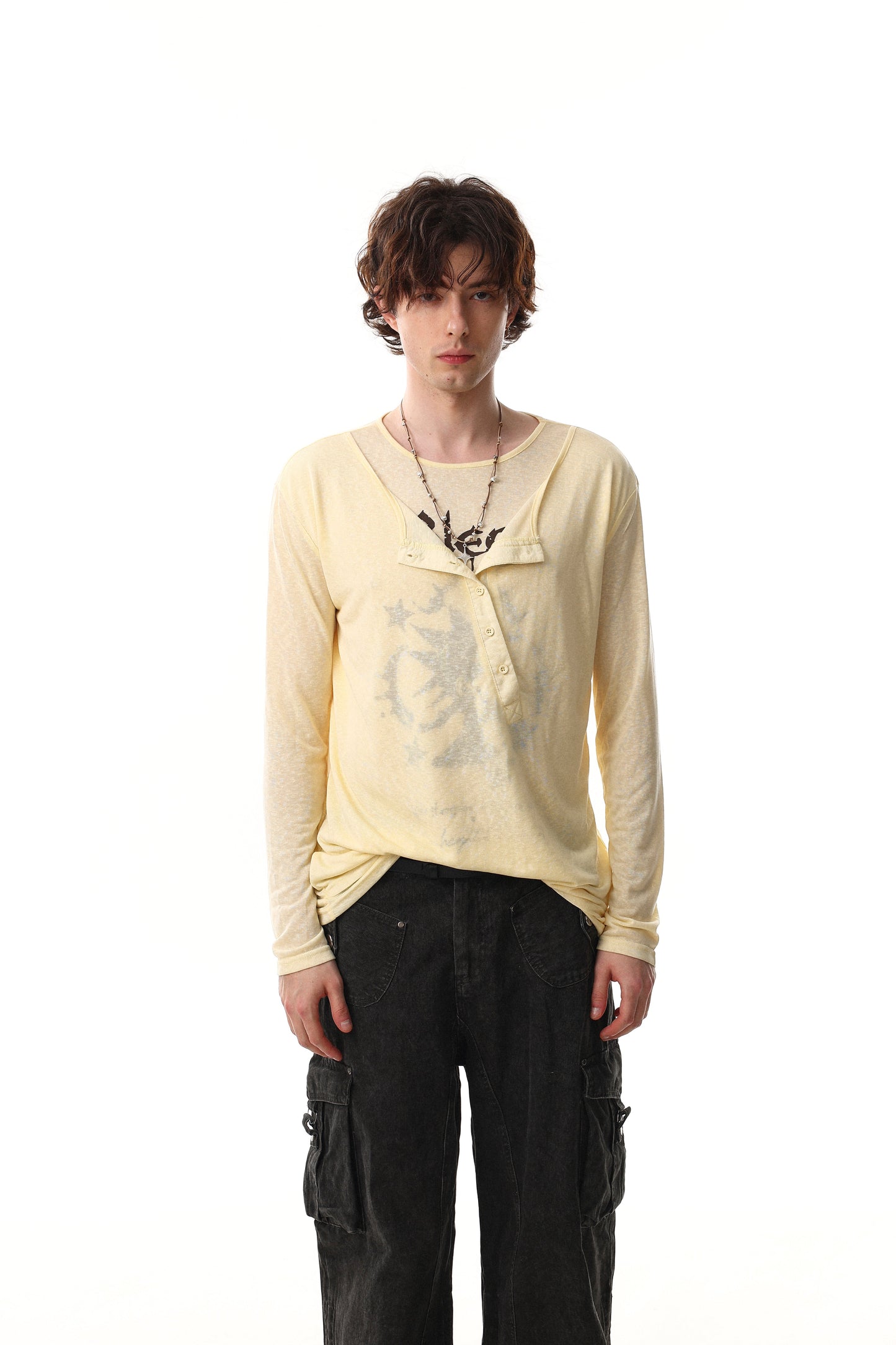 CapCabin Graphic Long Sleeve Henley Tee