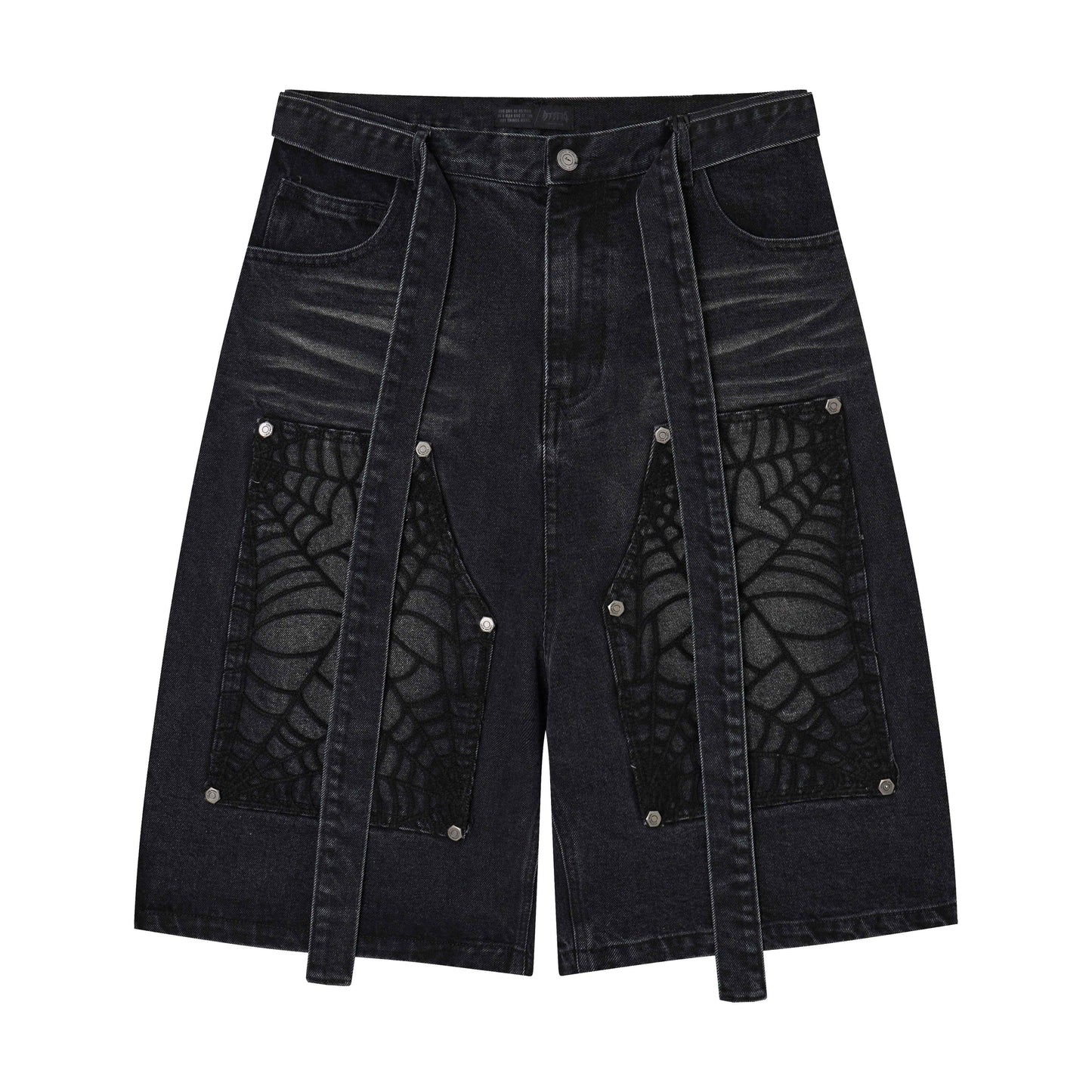 CapCabin Web Panel Strap Denim Shorts