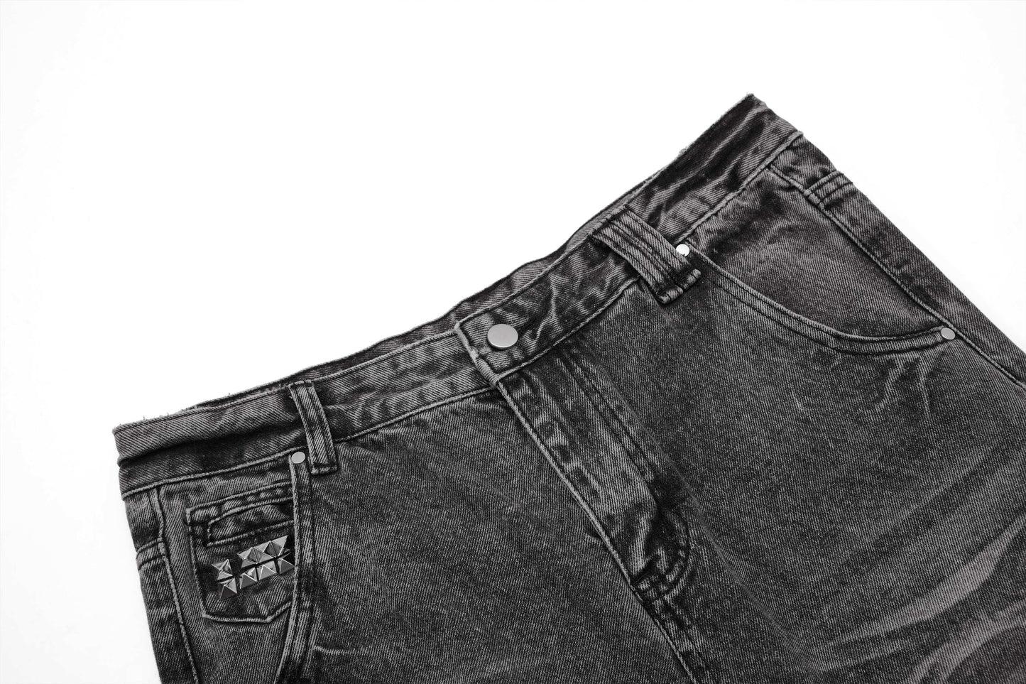 CapCabin Distressed Studded Denim Pants