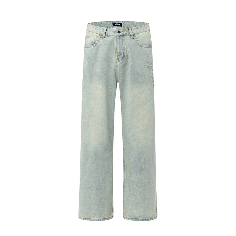 WELLDONE Washed Light Blue Straight-Leg Jeans