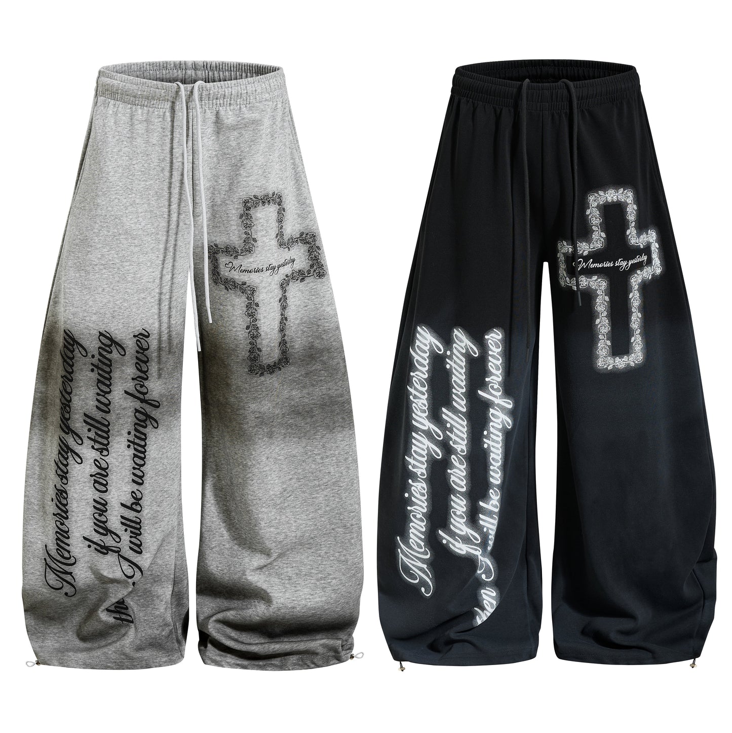 CapCabin Cross Script Wide-Leg Sweatpants