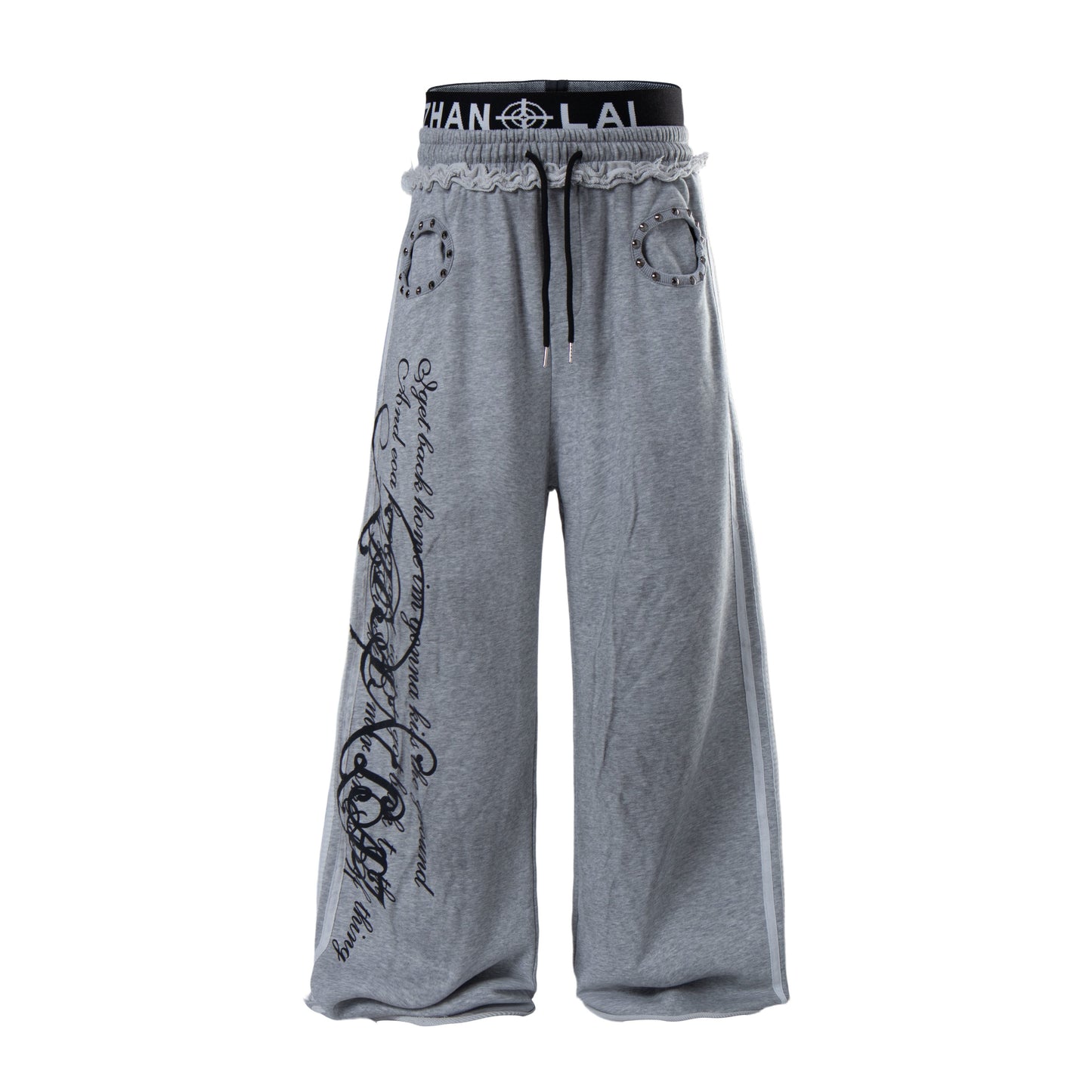CapCabin Script Graffiti Wide-Leg Sweatpants