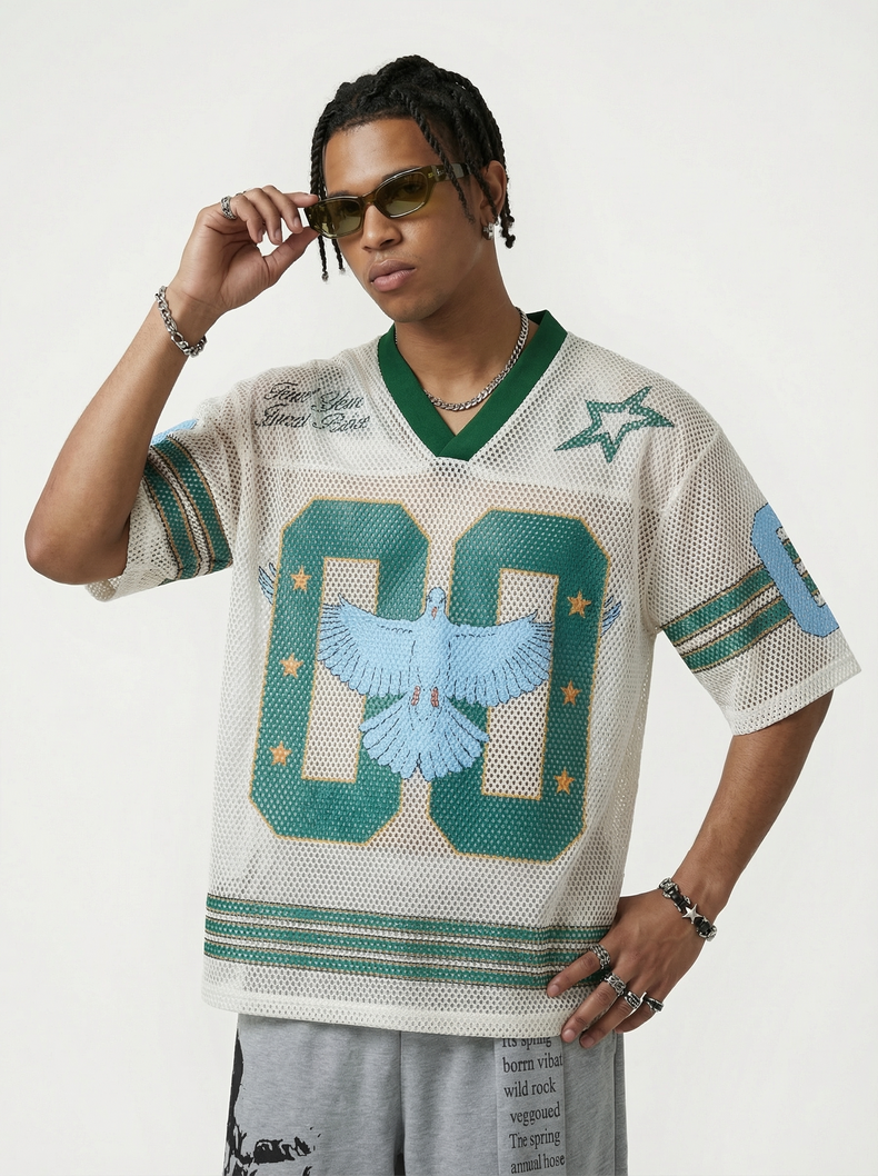 CapCabin “Love Peace 00” Mesh Jersey T-Shirt