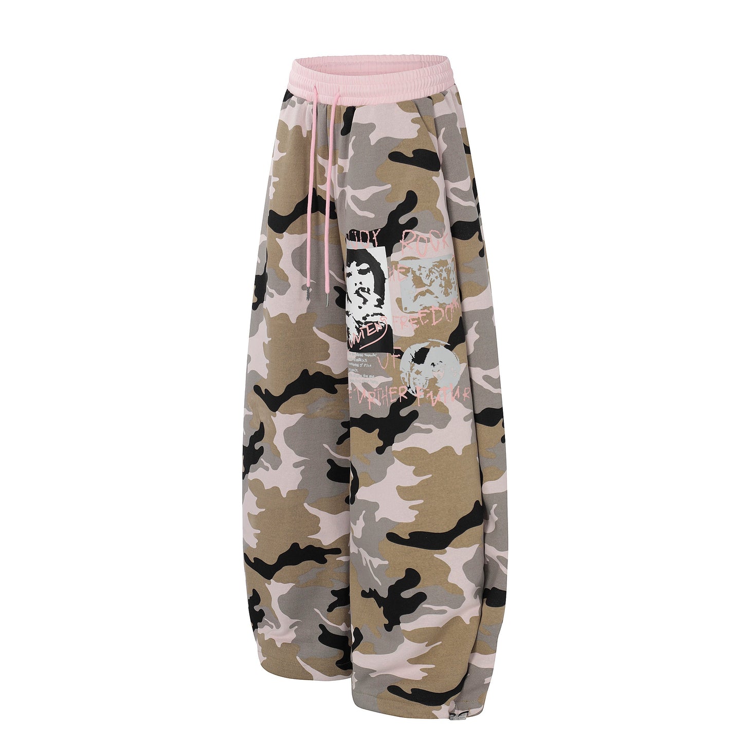 CapCabin Graphic Camo Wide-Leg Sweatpants