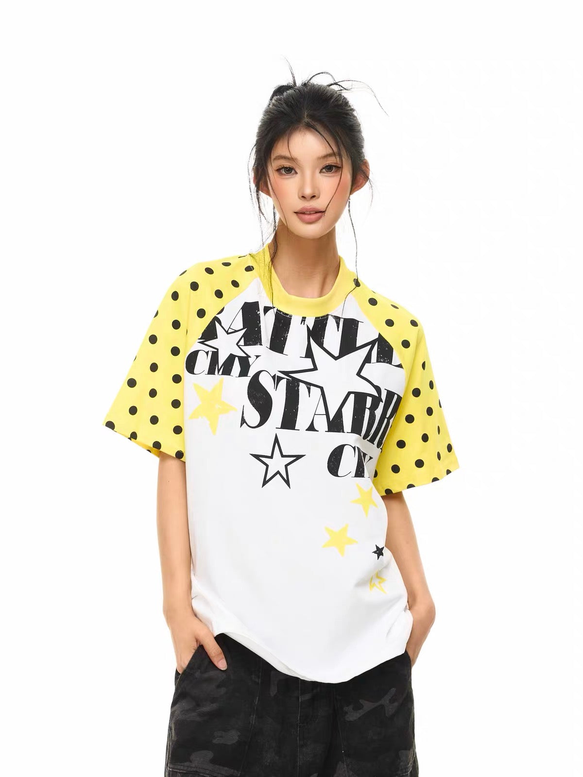 CapCabin Star City Graphic Print T-Shirt Color Block