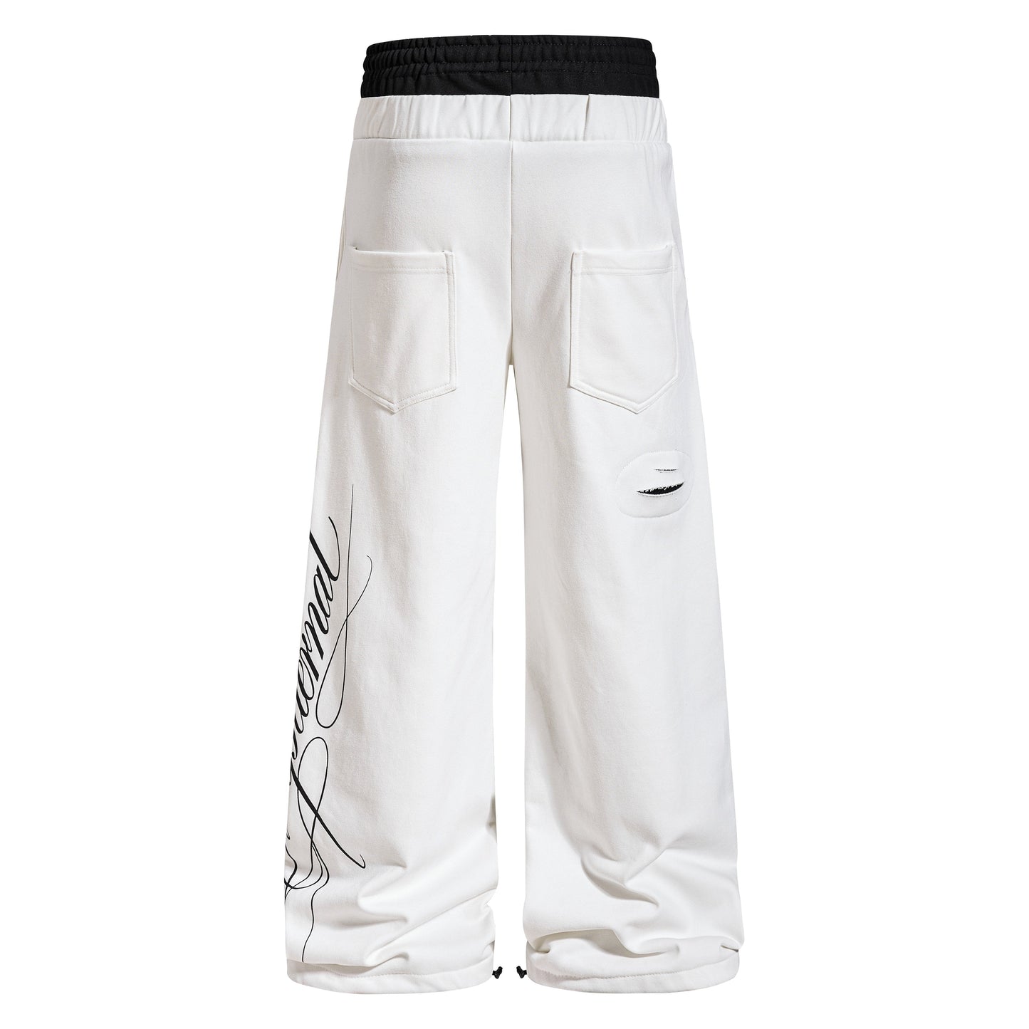 CapCabin “Distressed Panel Wide-Leg Sweatpants”