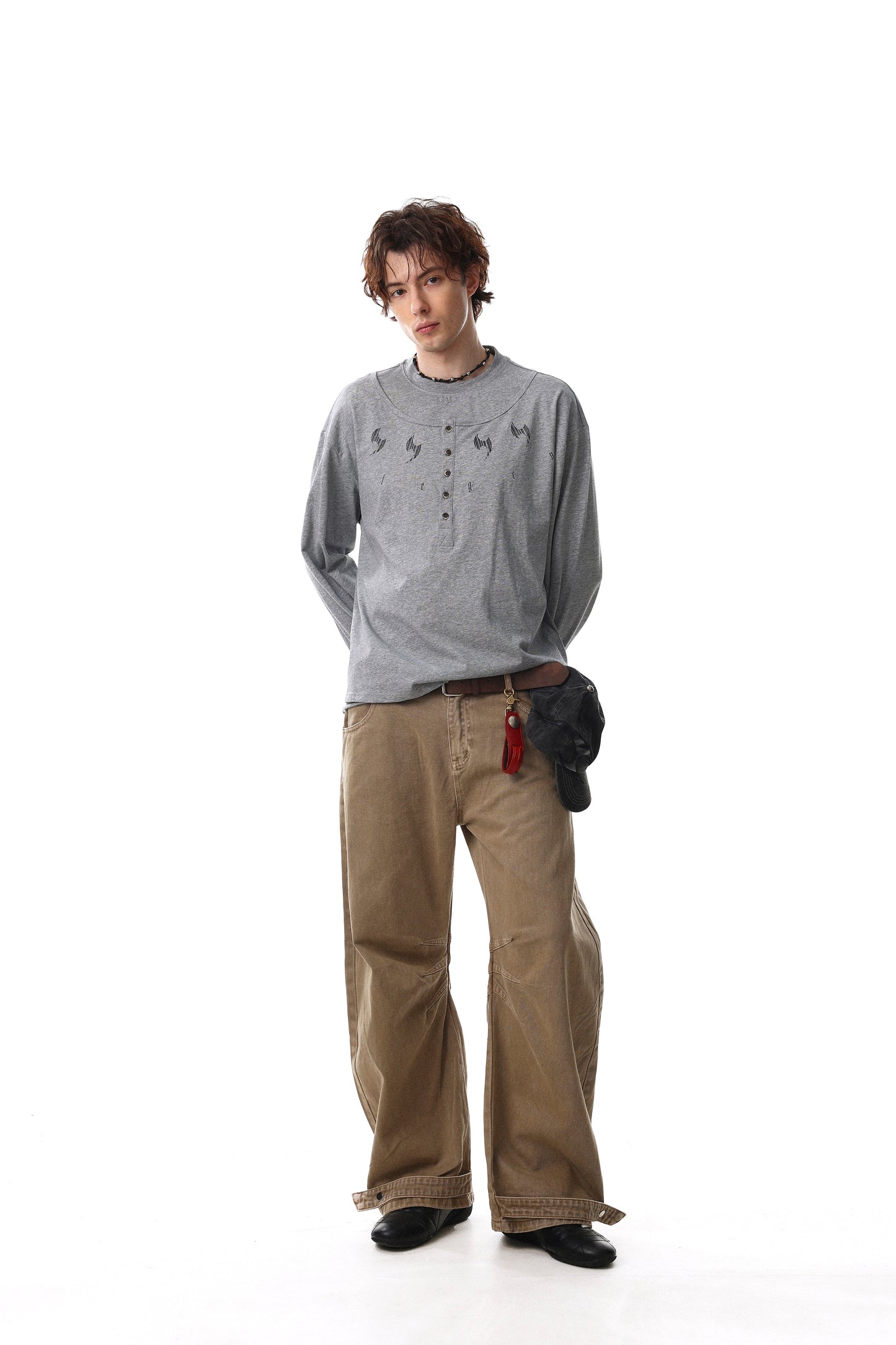 CapCabin Graphic Henley Long Sleeve Tee