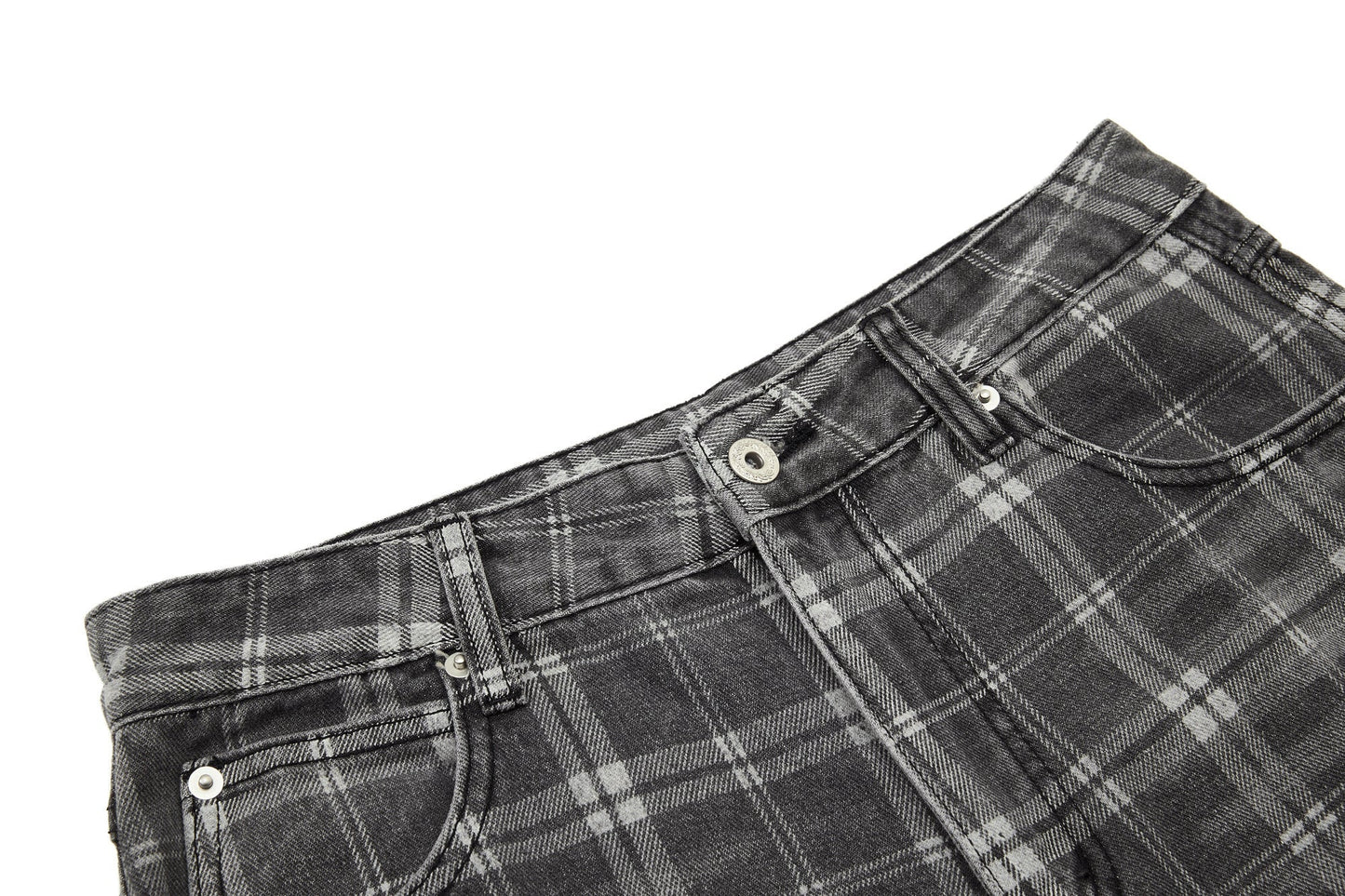 CapCabin Plaid Oversized Wide-Leg Jeans