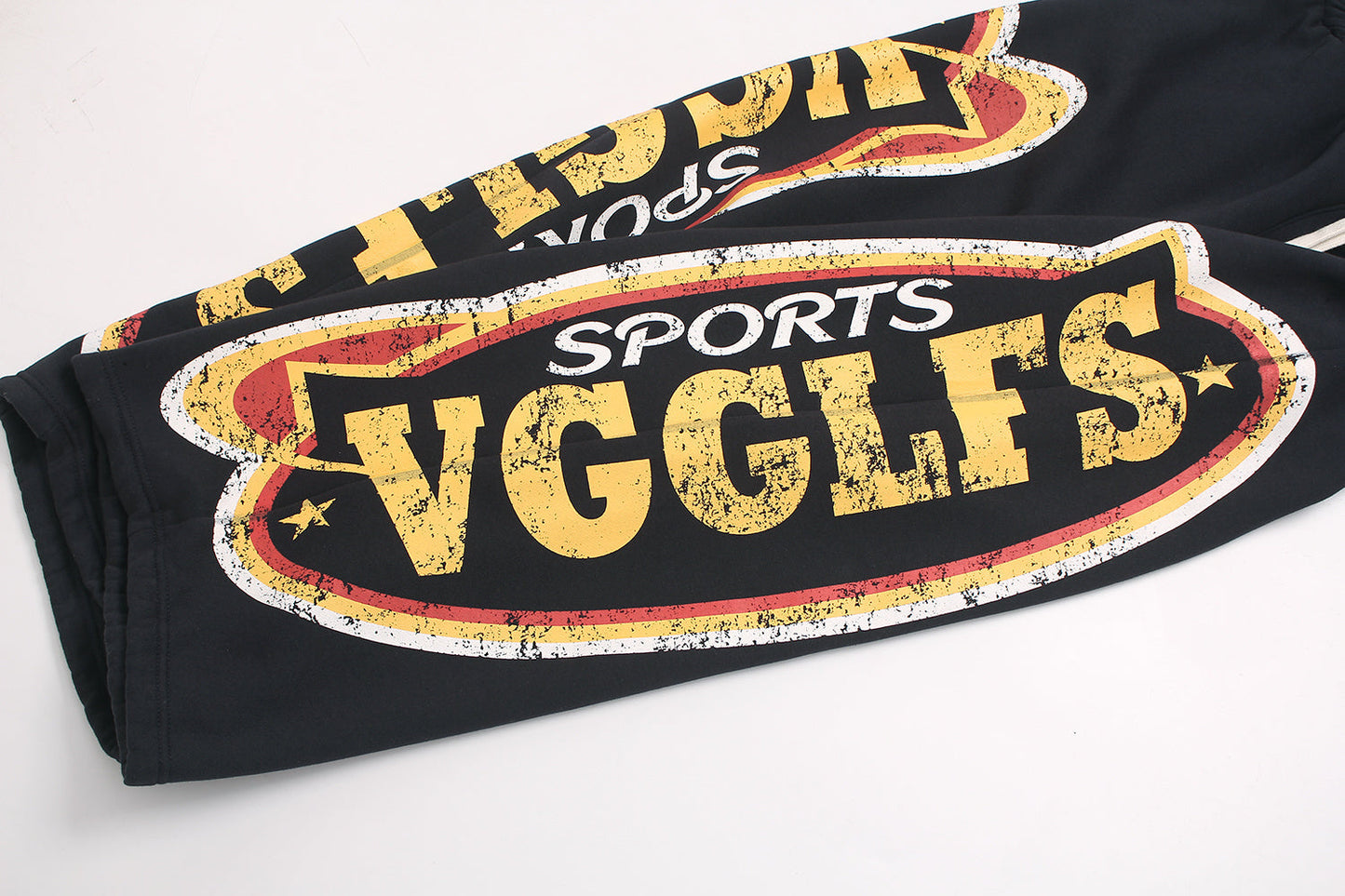 CapCabin Fleece-Lined Sports Letter Wide-Leg Sweatpants