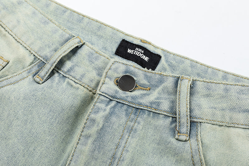 WELLDONE Washed Light Blue Straight-Leg Jeans
