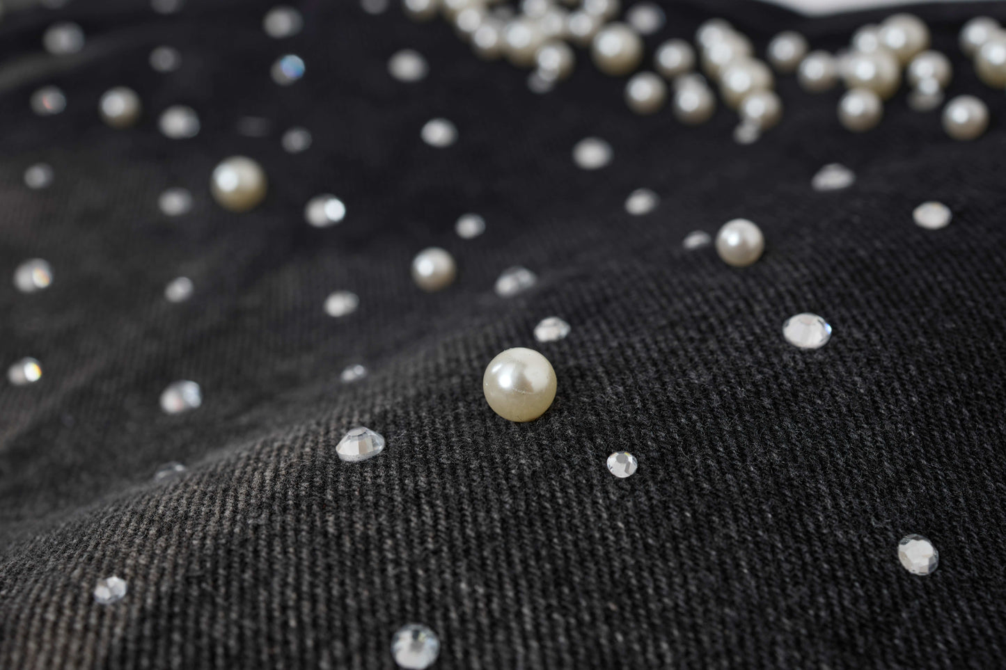 CapCabin Pearl Studded Denim Shorts