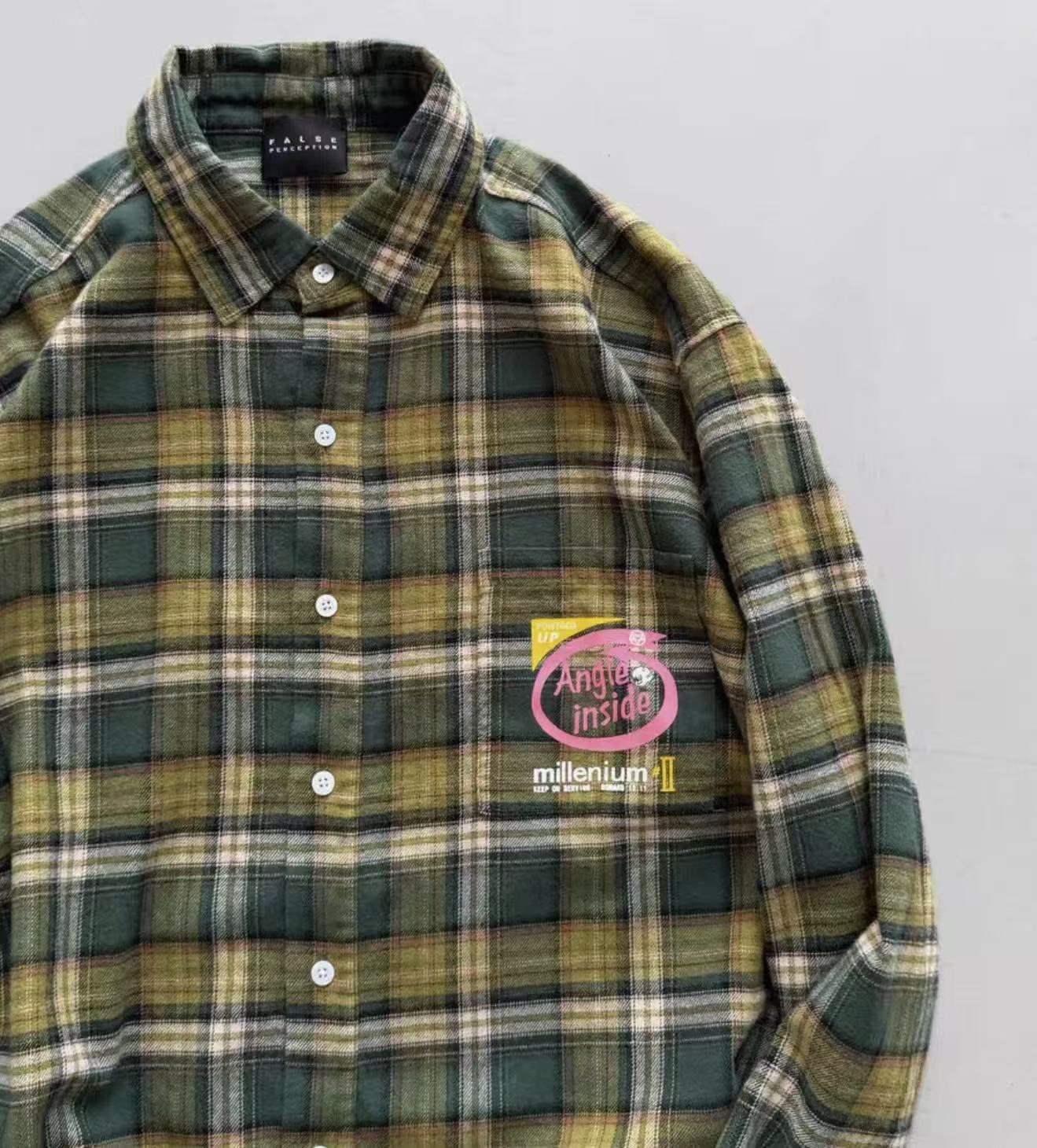 Vintage Plaid Graphic Long Sleeve Shirt