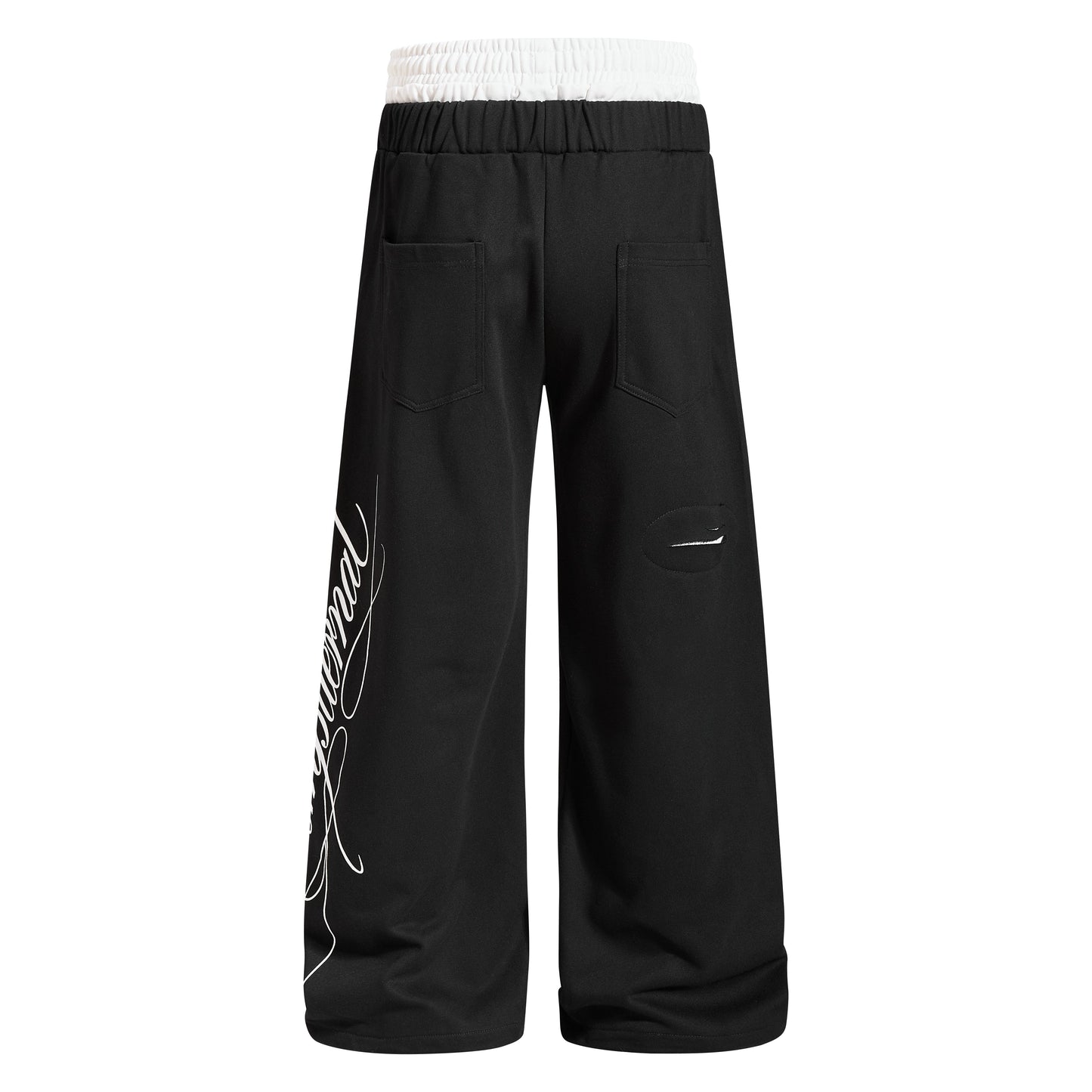 CapCabin “Distressed Panel Wide-Leg Sweatpants”