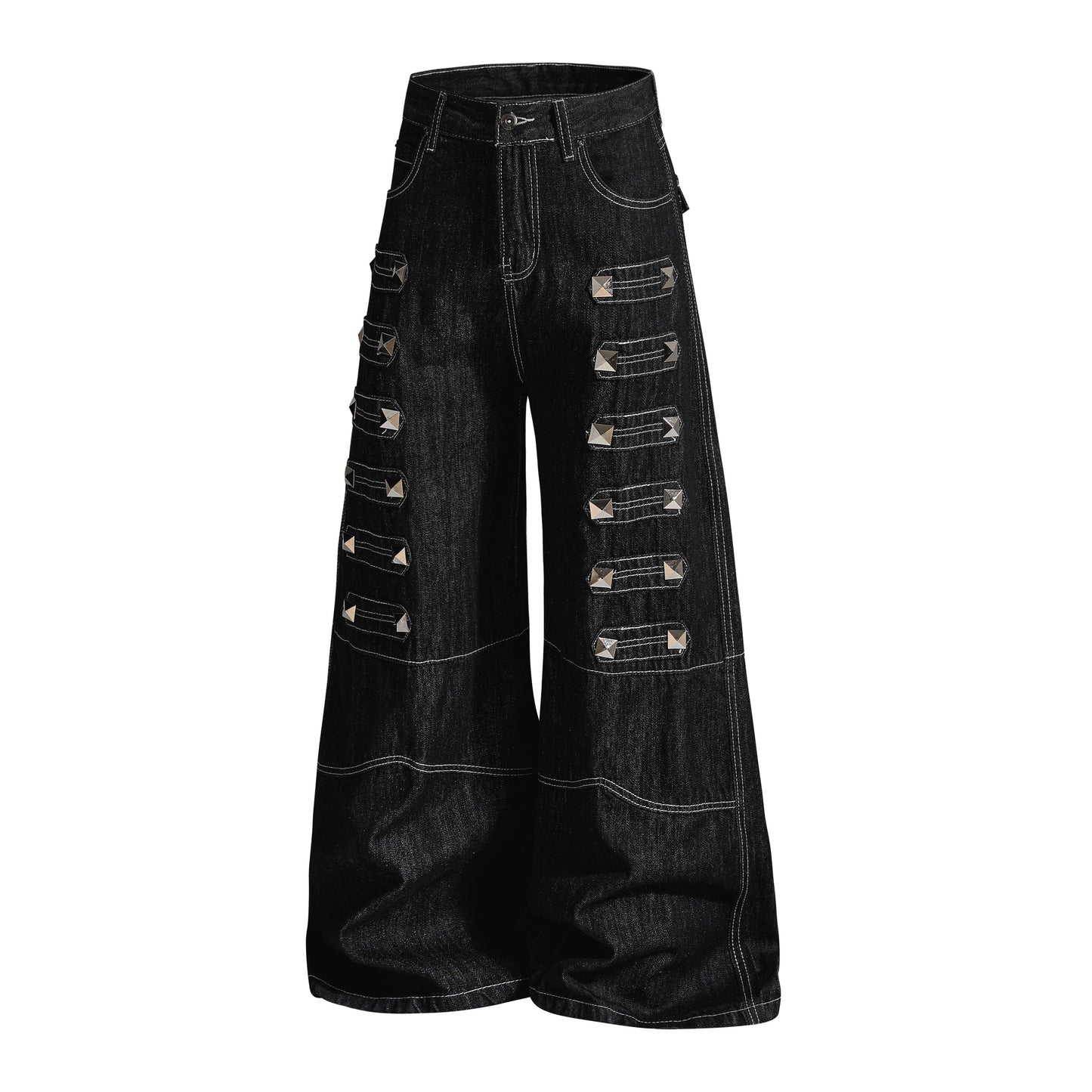 CapCabin Studded Strap Denim Pants