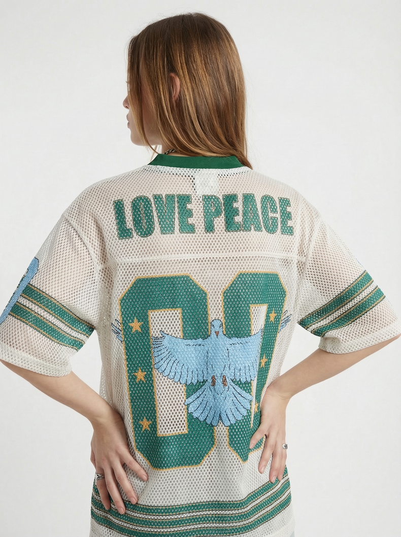 CapCabin “Love Peace 00” Mesh Jersey T-Shirt