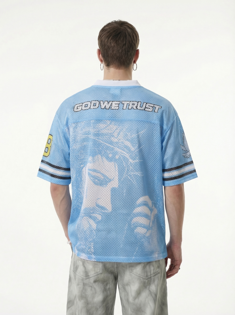 CapCabin “God We Trust” Mesh Jersey T-Shirt