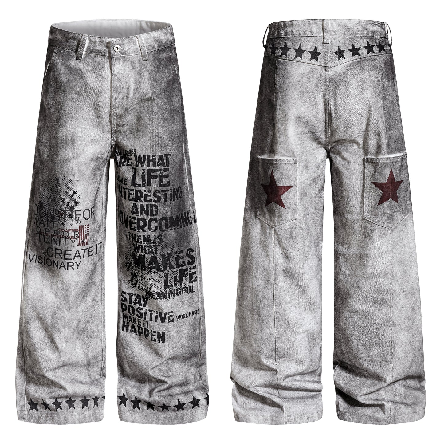CapCabin Graphic Washed Wide-Leg Pants
