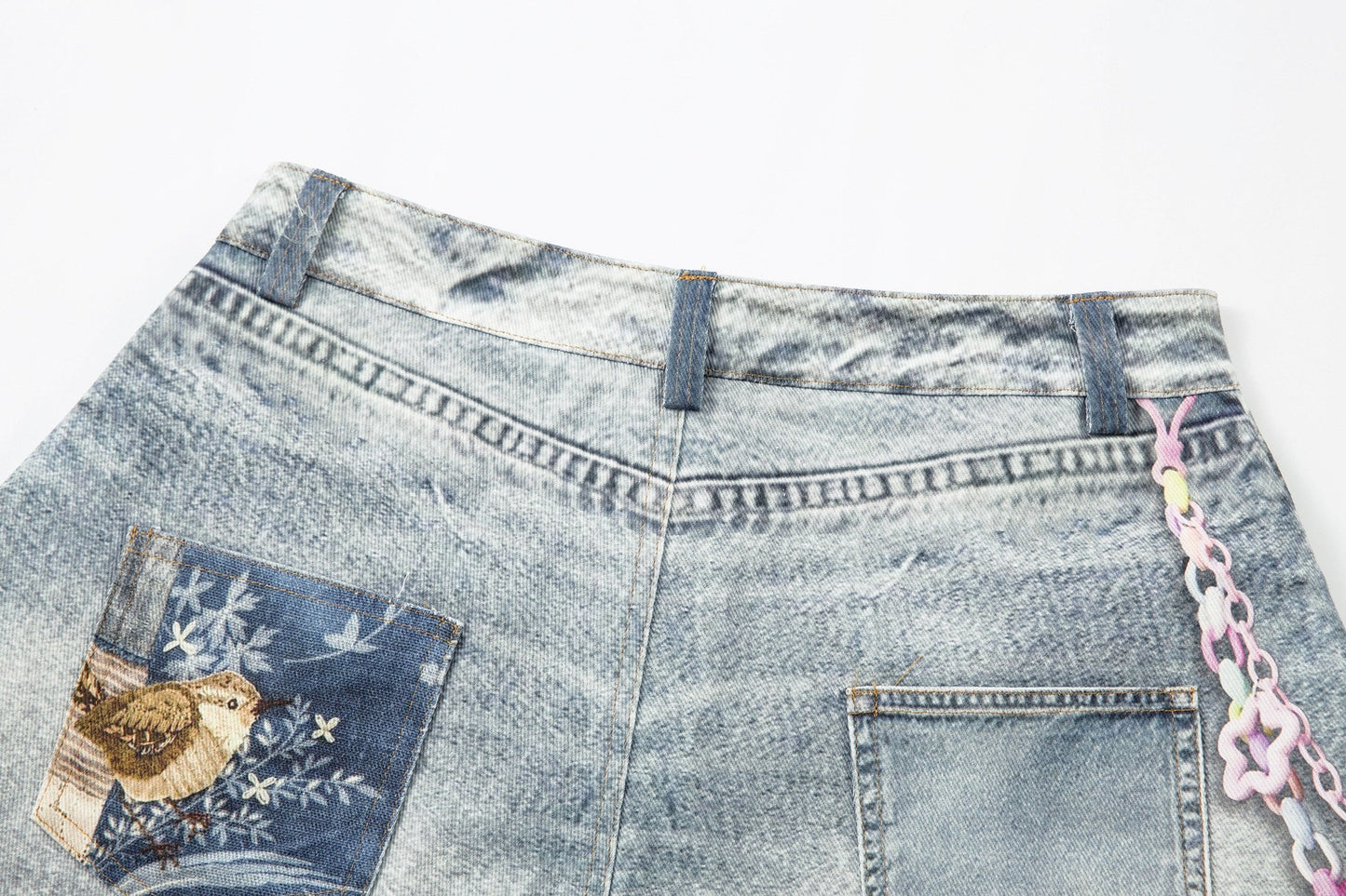 CapCabin “Vintage Charm Patch Denim Shorts