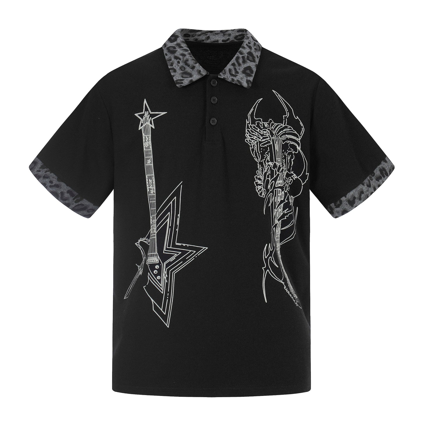 CapCabin “Leopard Collar Graphic Polo Tee”