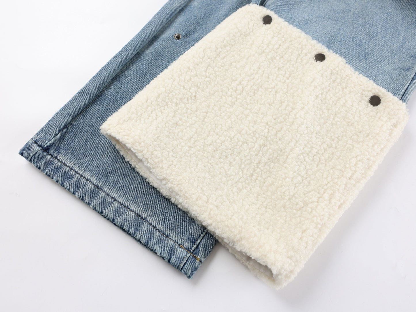 CapCabin Fleece-Lined Stacked Denim Pants