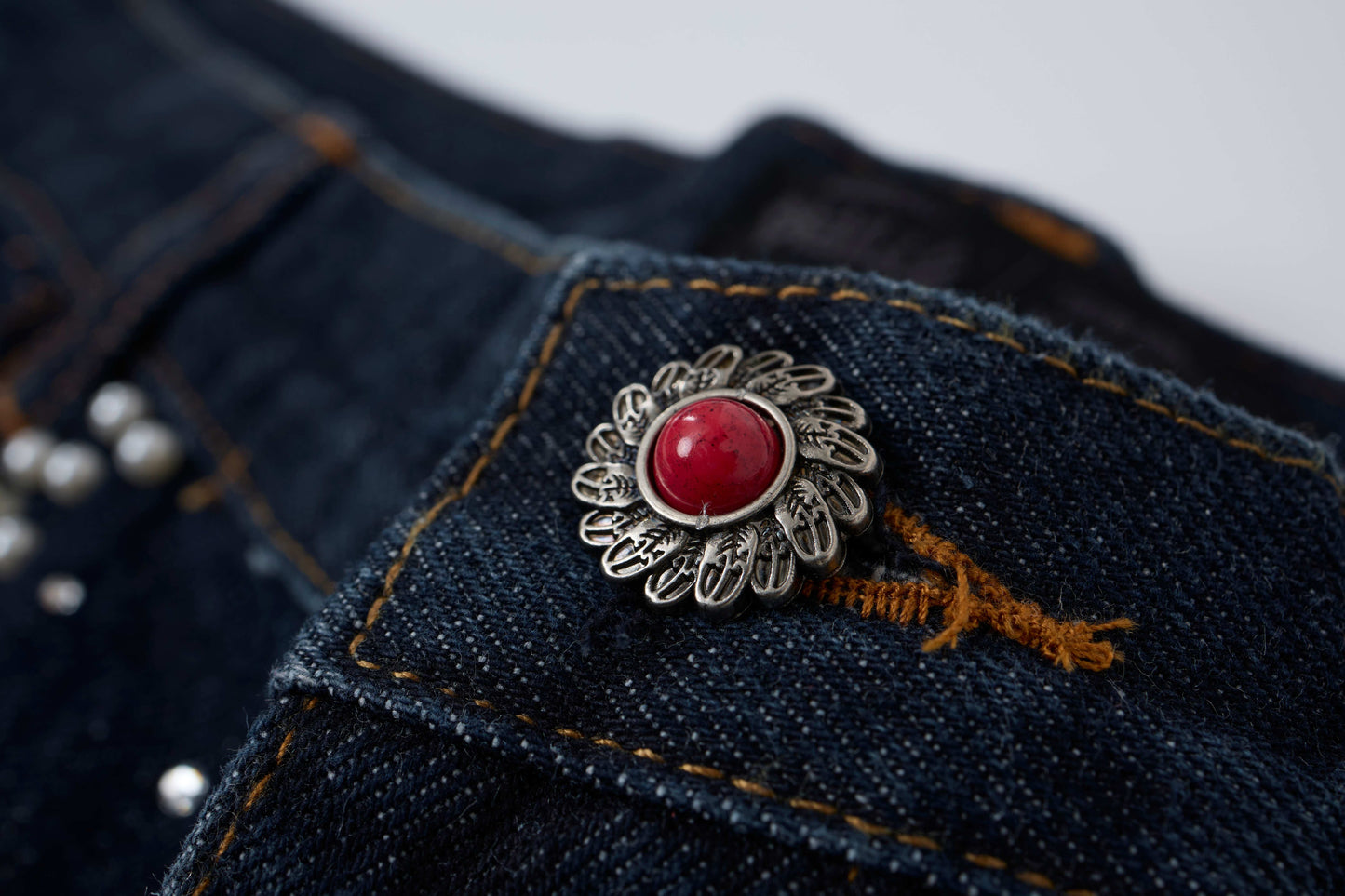 CapCabin Pearl Studded Denim Shorts