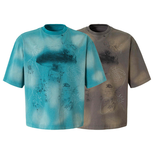CapCabin “Abstract Sketch Washed Tee”
