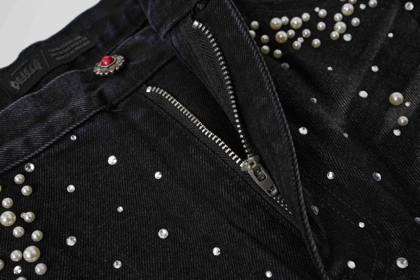 CapCabin Pearl Studded Denim Shorts