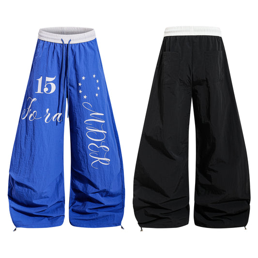 CapCabin Retro Script Wide-Leg Track Pants